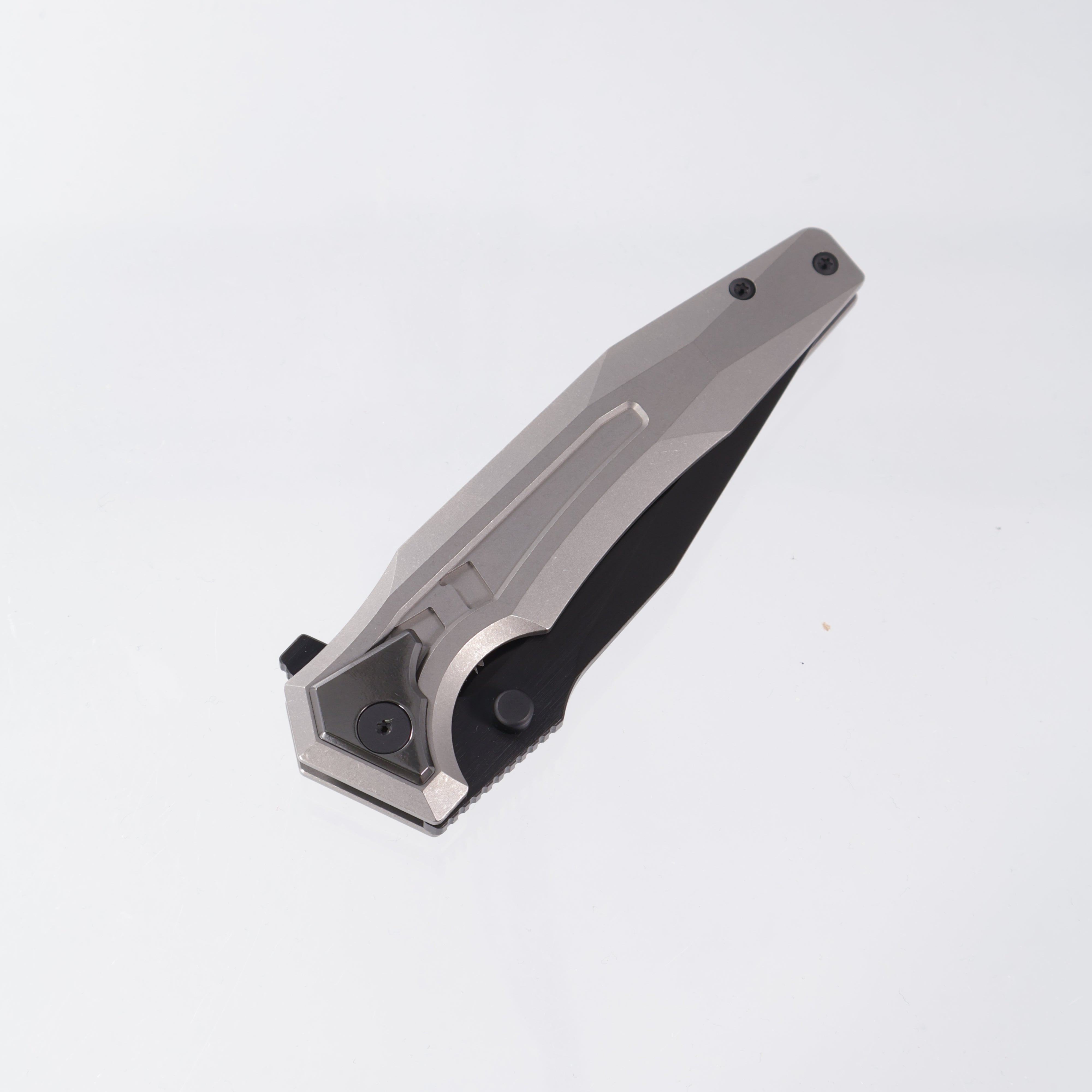 Arcane Design The CREATURE - Silver Screen Edition - Drop Point Satin DLC 20CV - Titanium w/ Polished Zirc Collars, Clip, & Backspacer