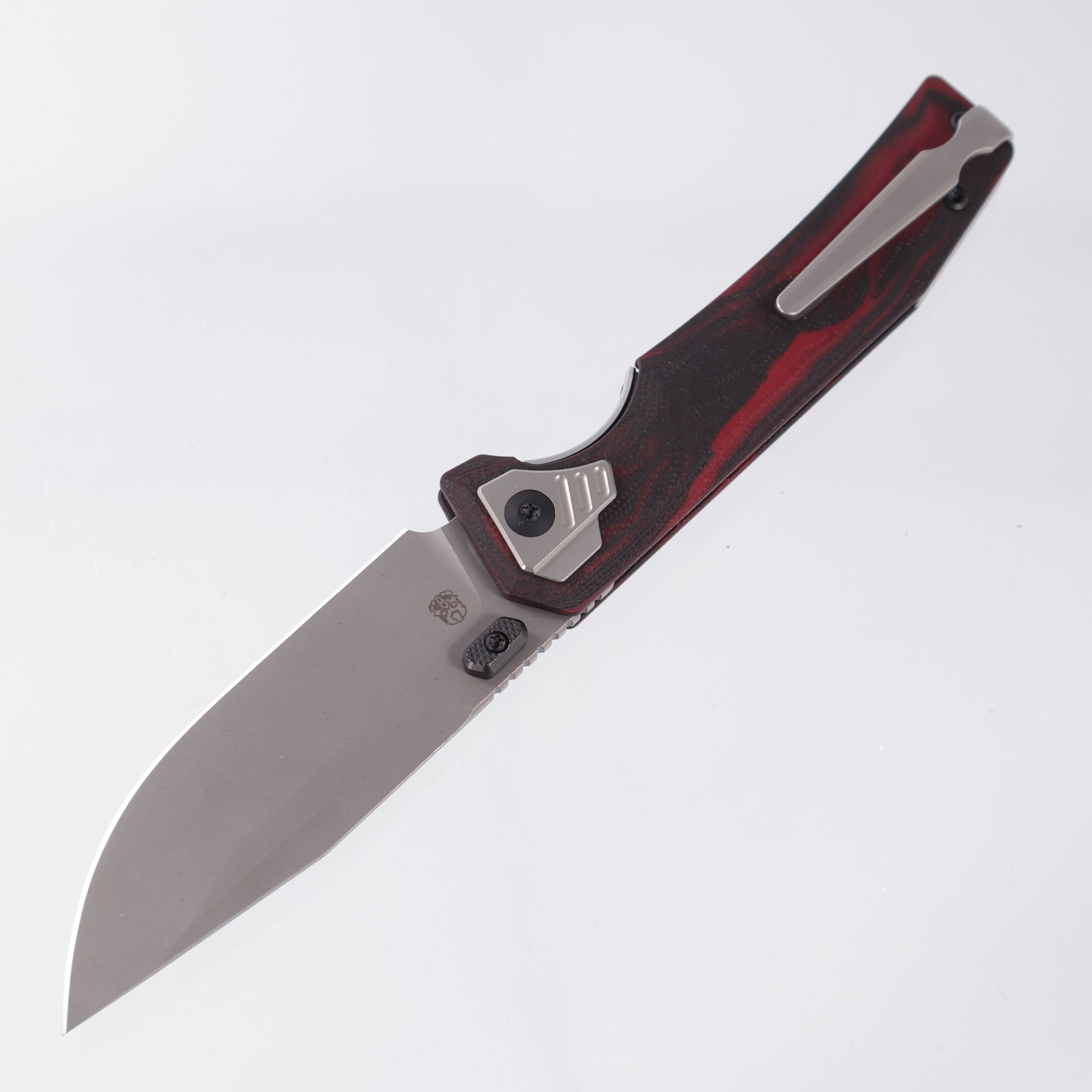 Arcane Design The AUTOMATON - Mars Edition - Stonewash S90V - Black & Red Carbon Fiber/G10