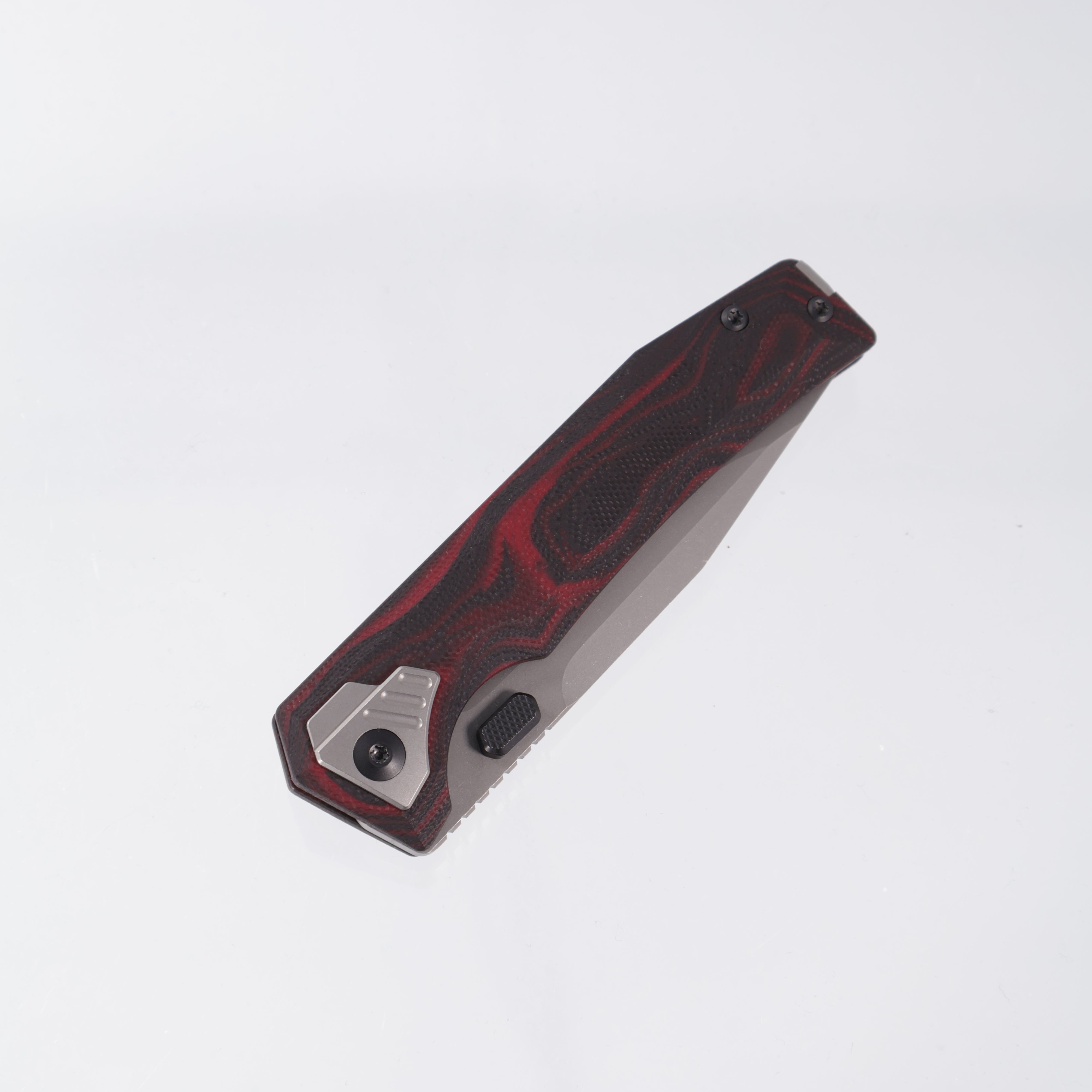 Arcane Design The AUTOMATON - Mars Edition - Stonewash S90V - Black & Red Carbon Fiber/G10
