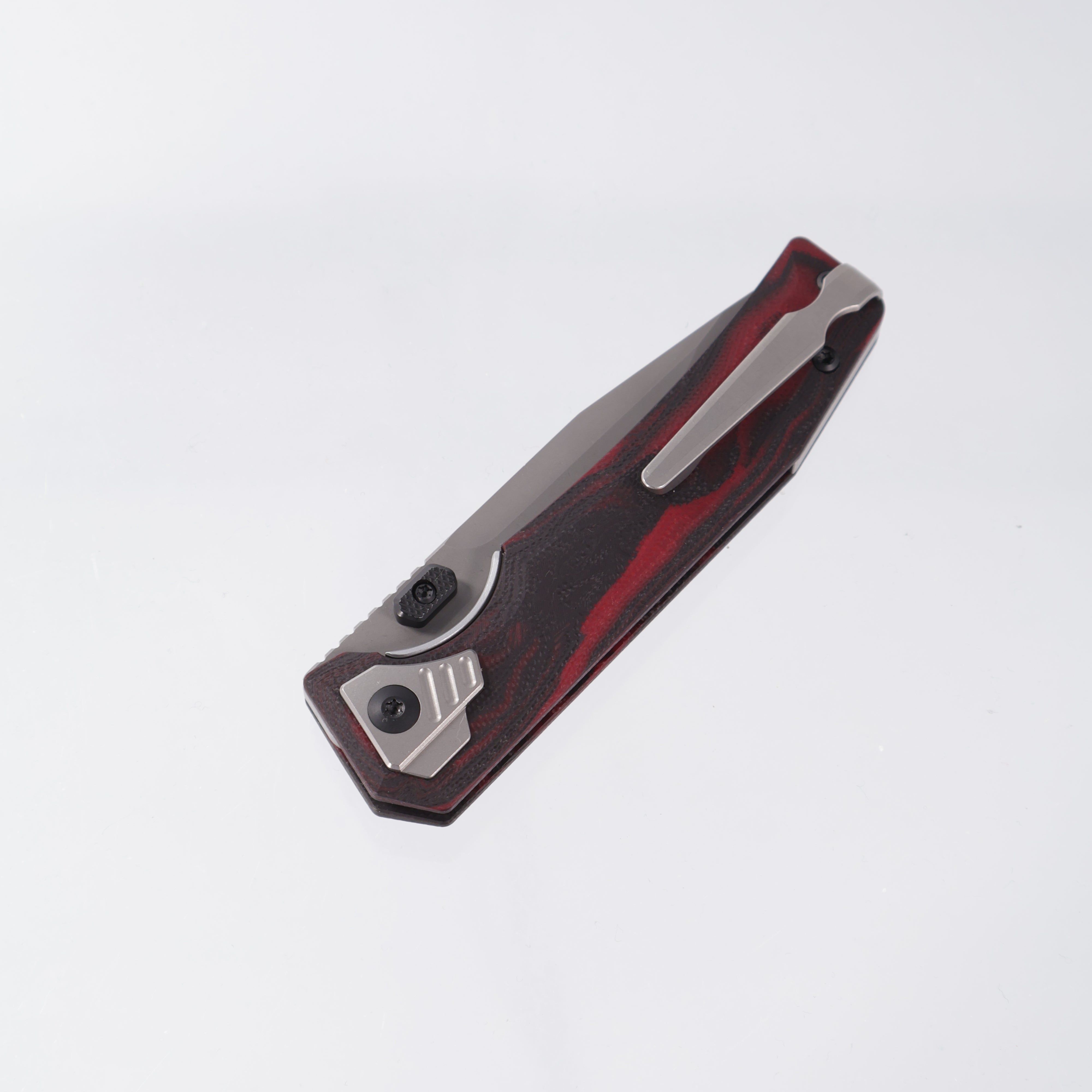 Arcane Design The AUTOMATON - Mars Edition - Stonewash S90V - Black & Red Carbon Fiber/G10