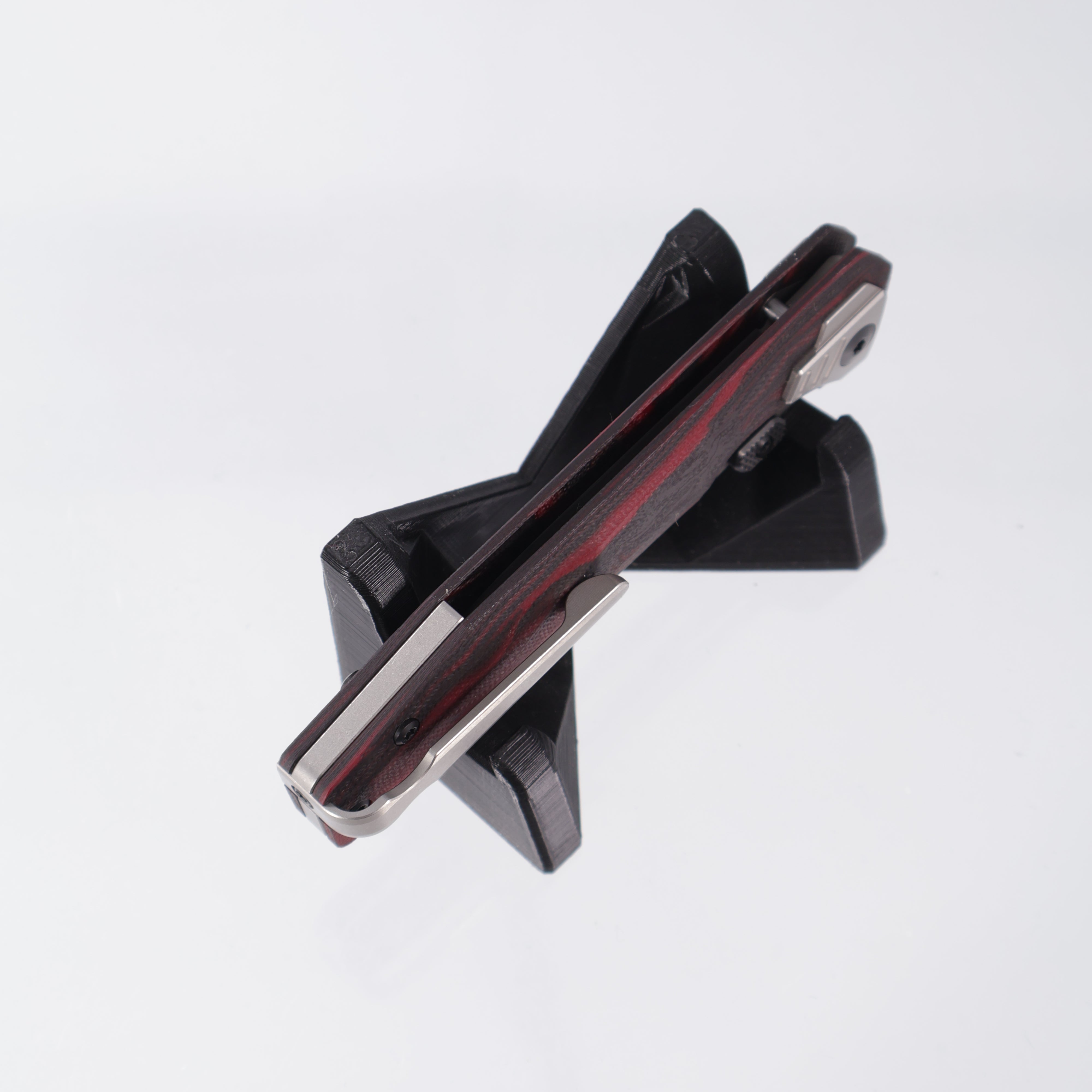 Arcane Design The AUTOMATON - Mars Edition - Stonewash S90V - Black & Red Carbon Fiber/G10