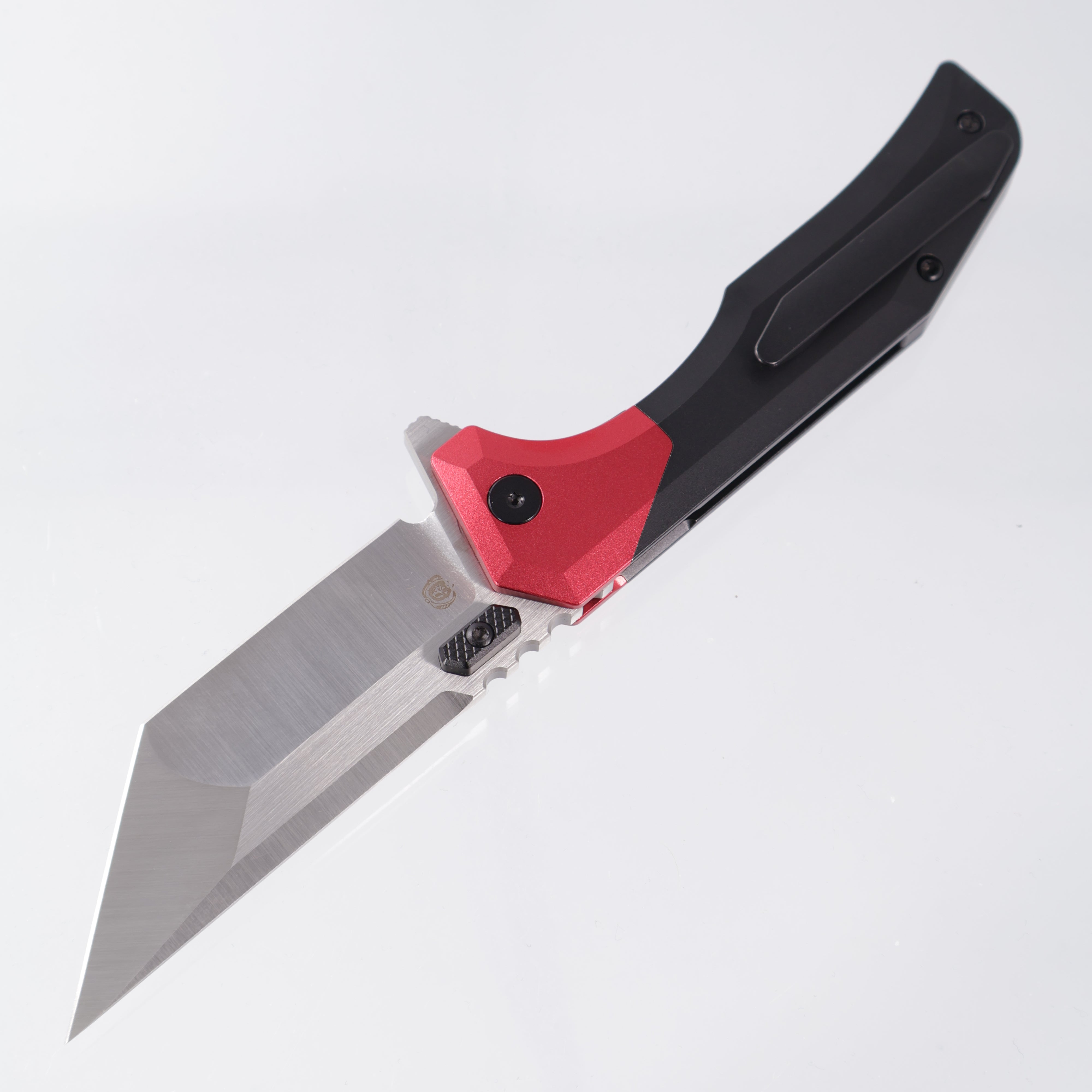 Arcane Design NECRONAUT V3 - Satin Magnacut - PVD Titanium & Red Aluminum Bolsters