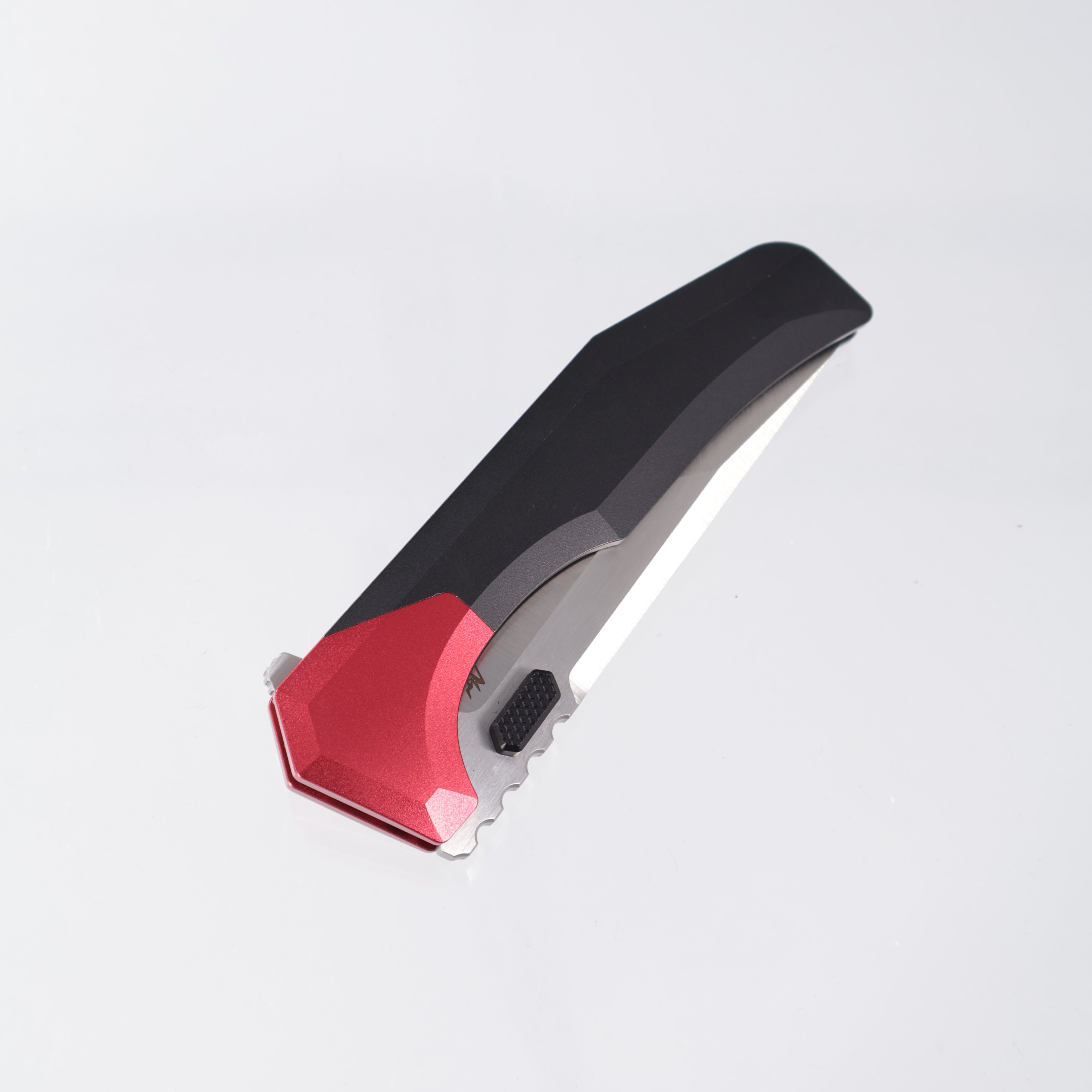 Arcane Design NECRONAUT V3 - Satin Magnacut - PVD Titanium & Red Aluminum Bolsters