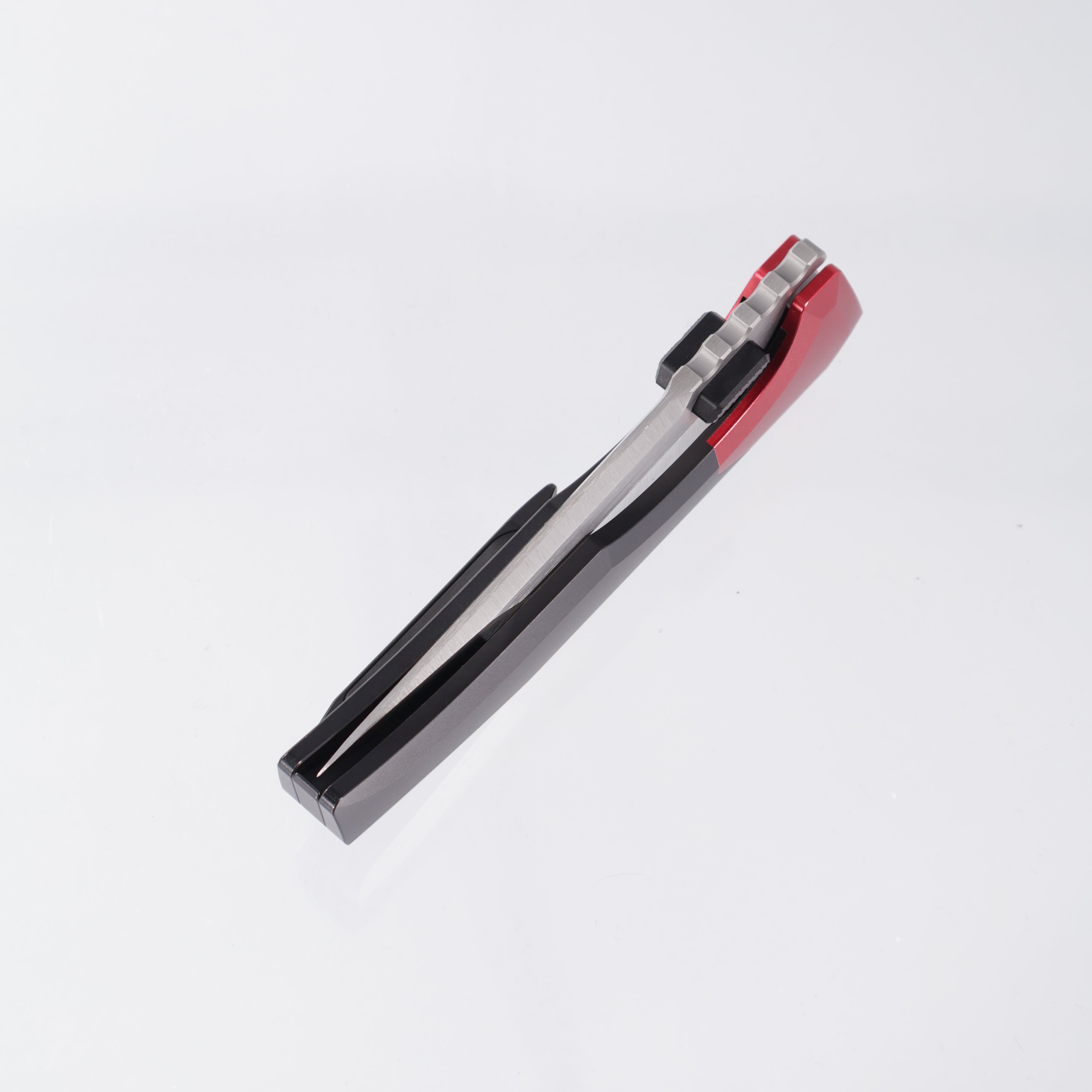 Arcane Design NECRONAUT V3 - Satin Magnacut - PVD Titanium & Red Aluminum Bolsters