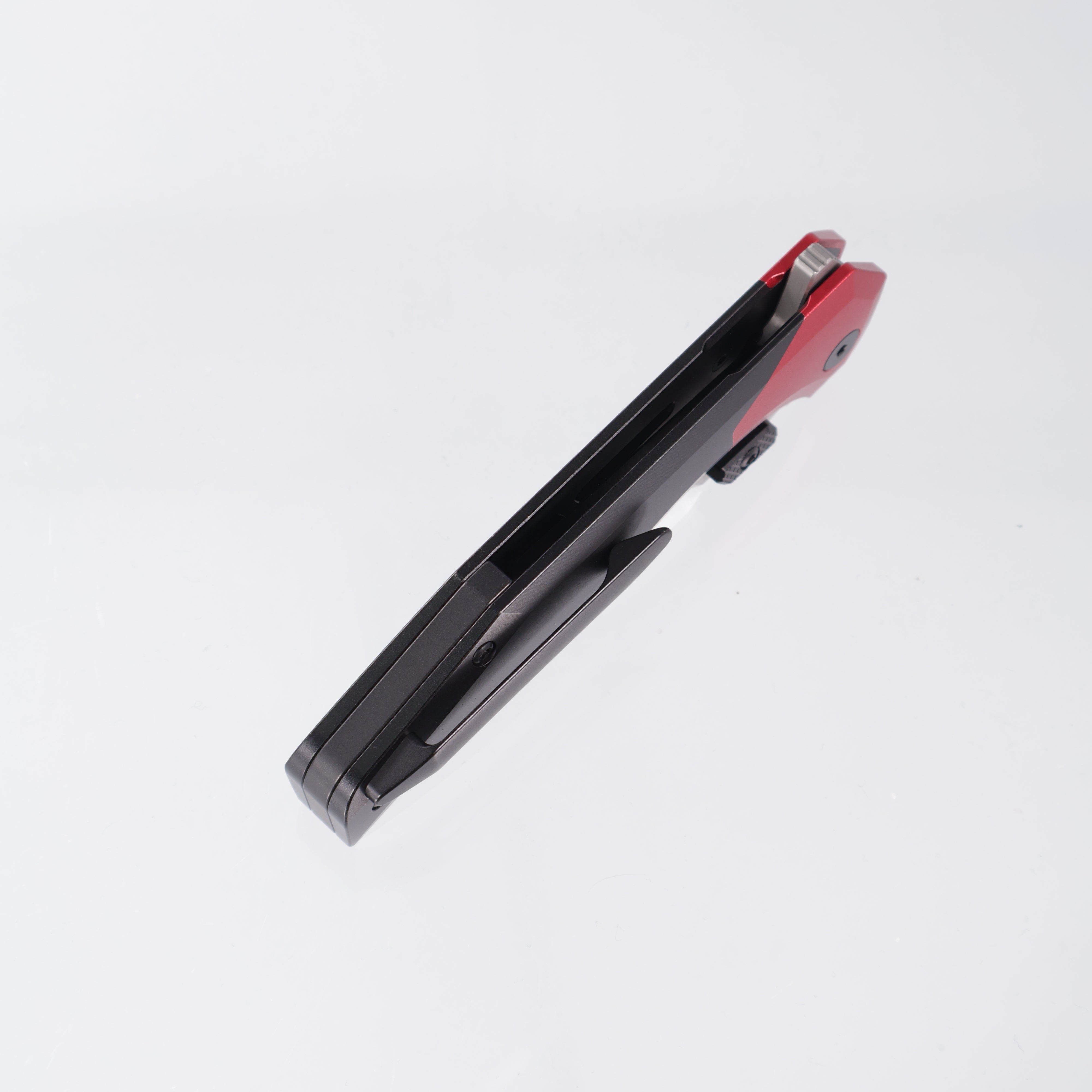 Arcane Design NECRONAUT V3 - Satin Magnacut - PVD Titanium & Red Aluminum Bolsters