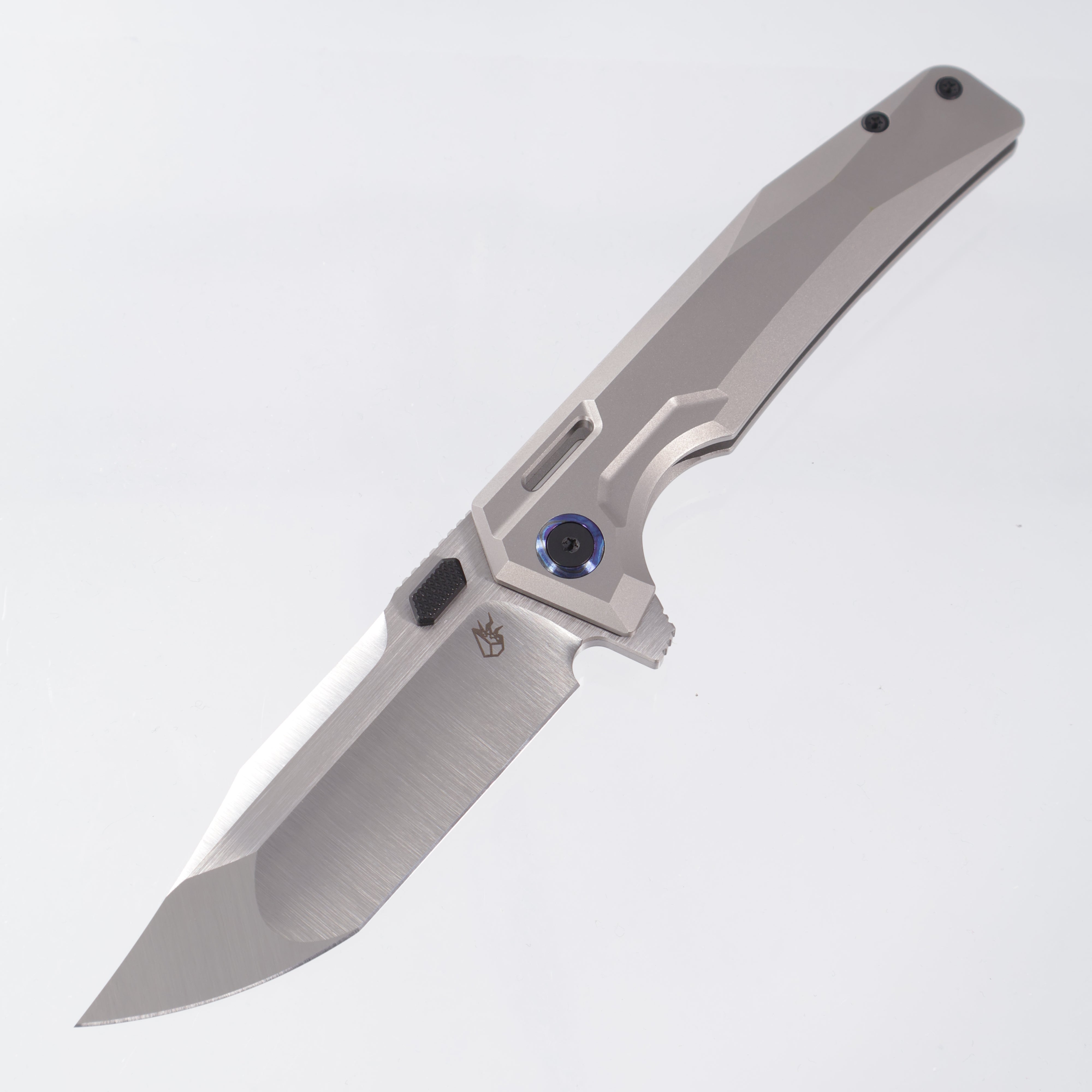 Arcane Design The ABYSS V2 - Bead Blasted Titanium w/ Zircuti Pivot Collars - Satin Magnacut