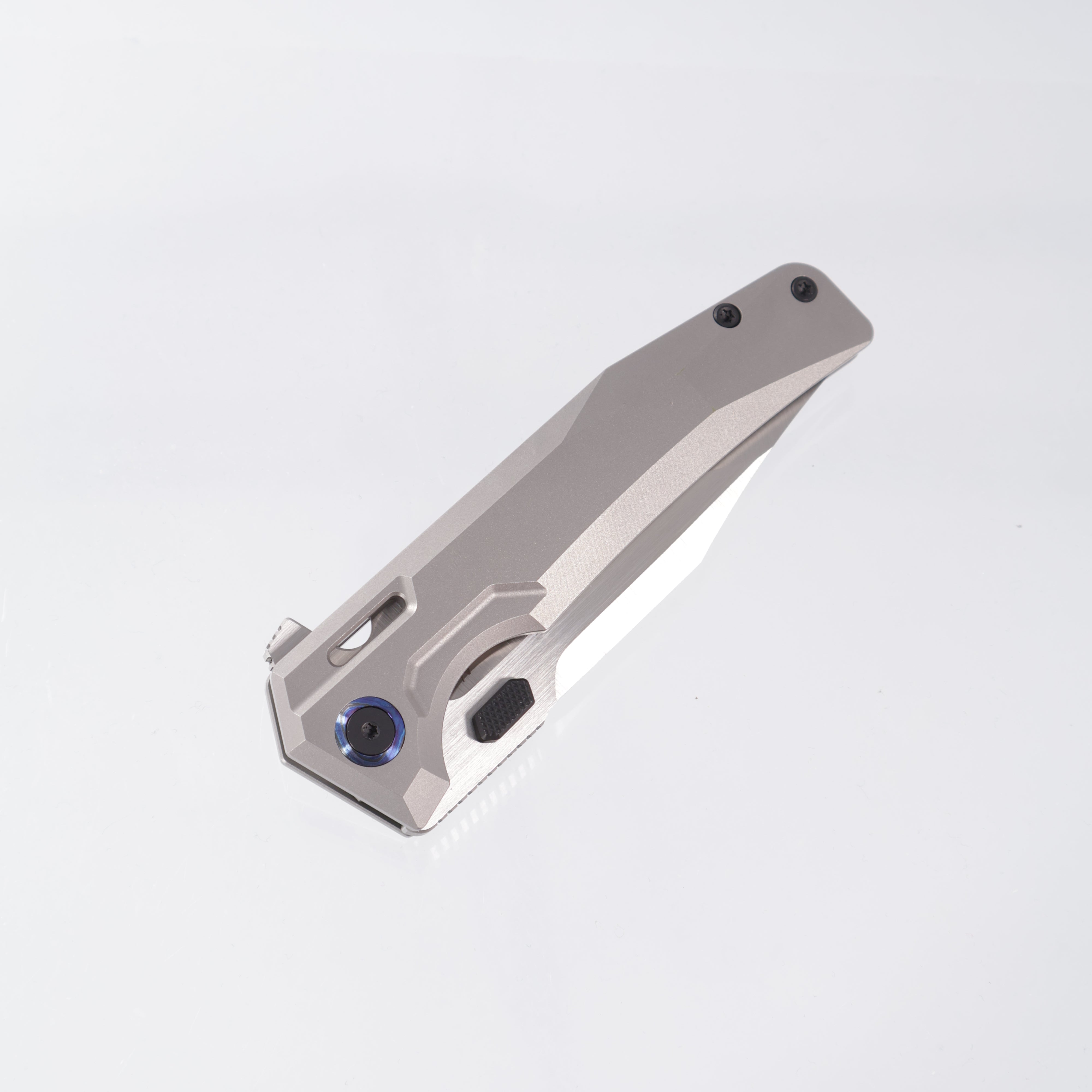 Arcane Design The ABYSS V2 - Bead Blasted Titanium w/ Zircuti Pivot Collars - Satin Magnacut