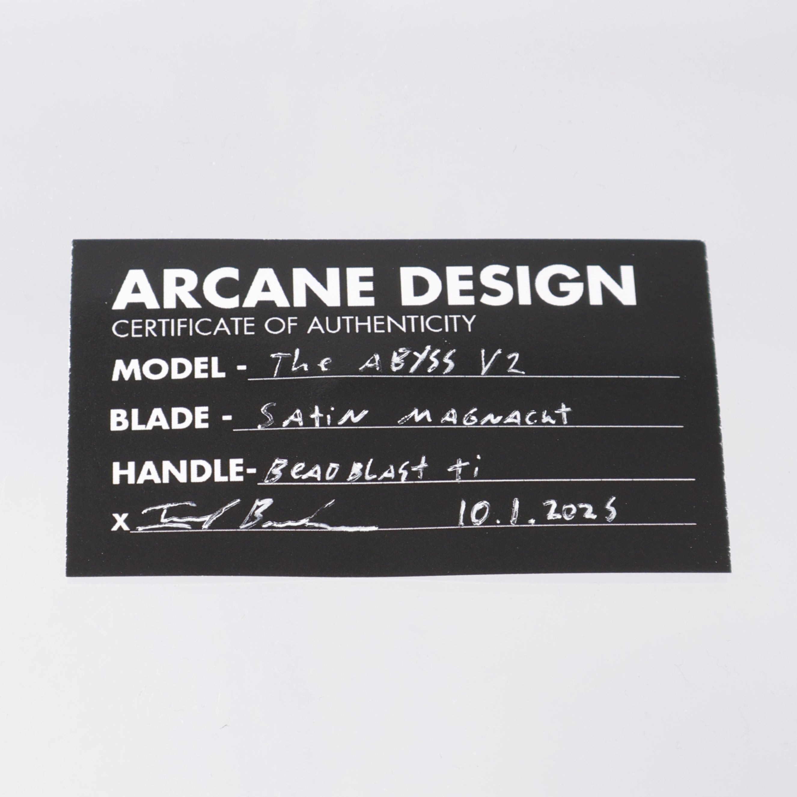 Arcane Design The ABYSS V2 - Bead Blasted Titanium w/ Zircuti Pivot Collars - Satin Magnacut