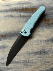 Pro-Tech NYCKS Special Malibu Wharncliffe - Teal Dragon Scale Handle Black Pearl Button - Black MagnaCut Blade /75
