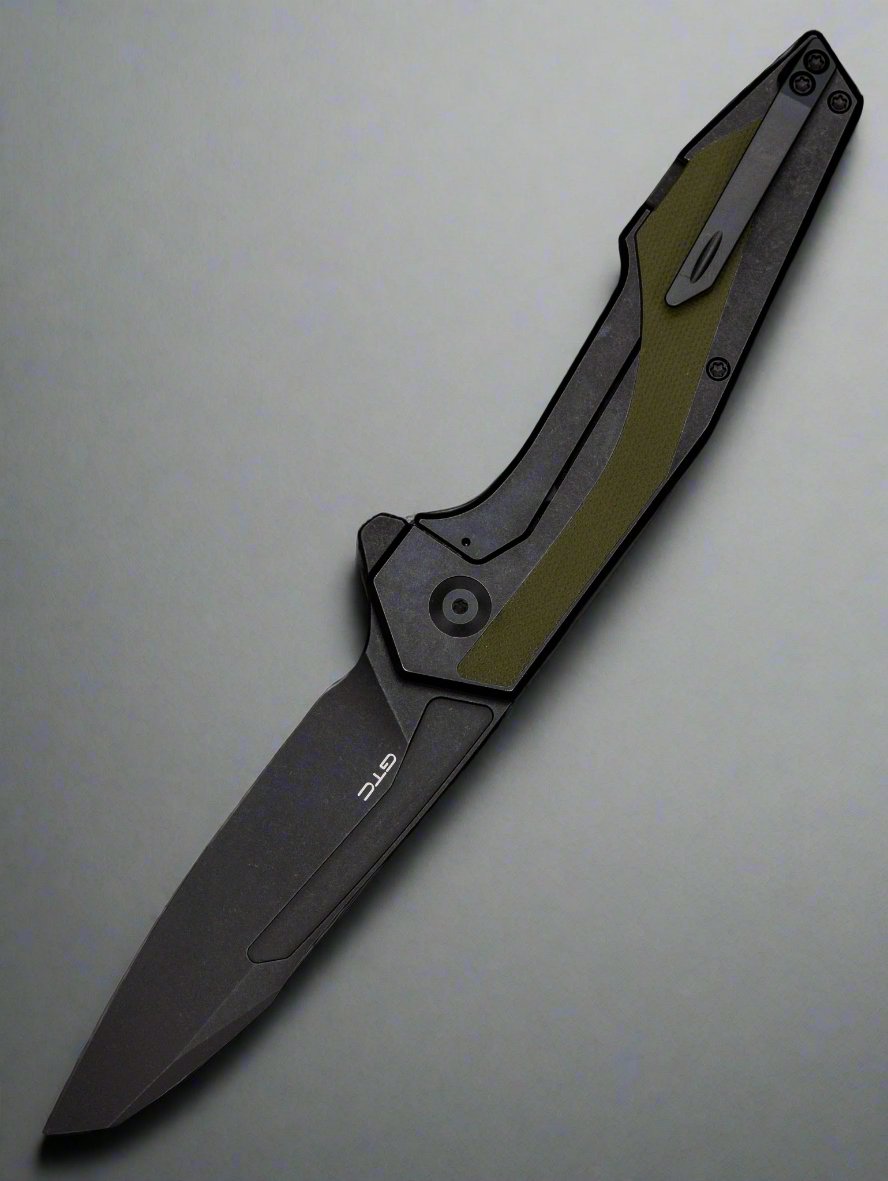 CIVIVI GTC Hypersonic Frame Lock Knife Black Steel/OD Green G-10 (3.7" Black SW)