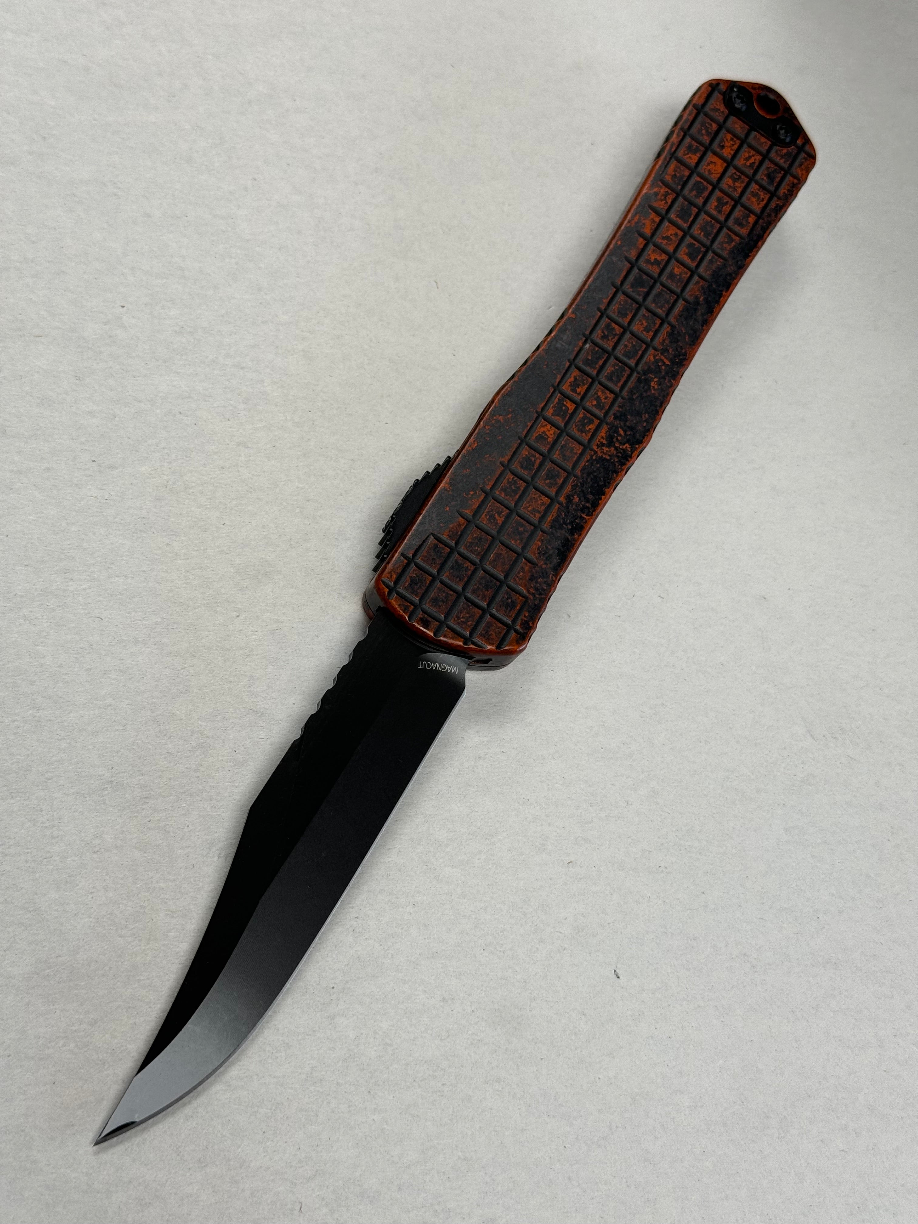 Heretic Knives Manticore X Breakthrough Orange Grenade Frag Handle & DLC Bowie MagnaCut H030BF-6A-BRKORG