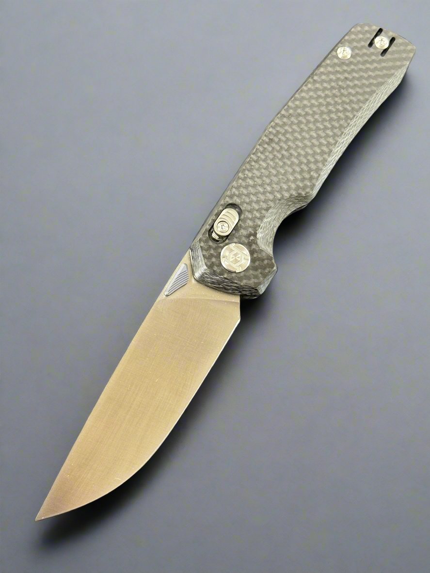 Kunwu Knives X-TAO Elmax XT Lock Knife Black Carbon Fiber (3.5" Satin)