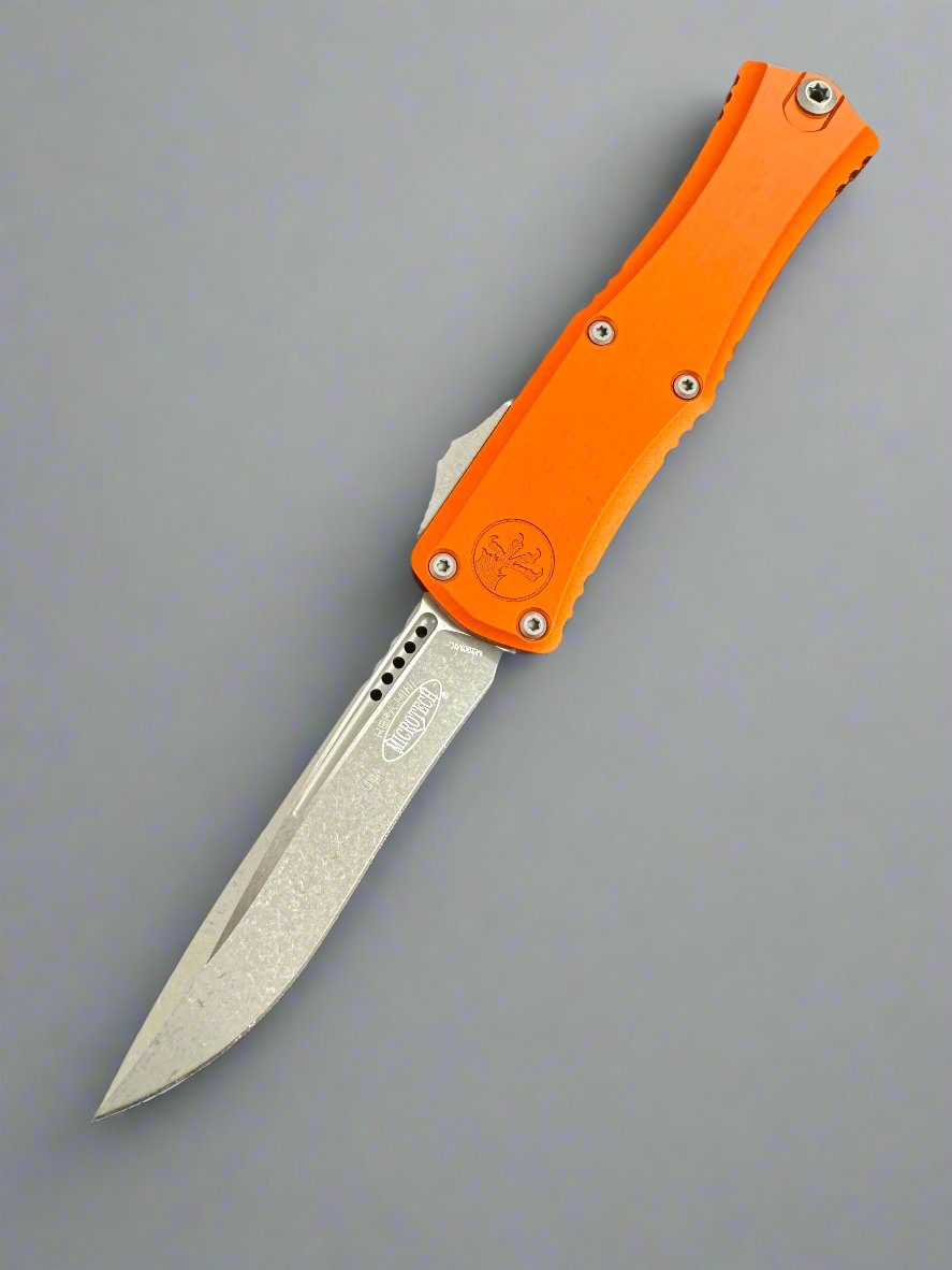 Microtech Knives Mini Hera Apocalyptic Recurve M390MK w/ Orange Handle 1705M-10 APOR