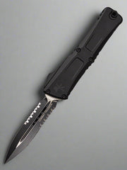 Microtech Knives Combat Troodon Gen III Tactical Standard Double Edge Partial Serrated  w/ Black Handle 1142-2 T