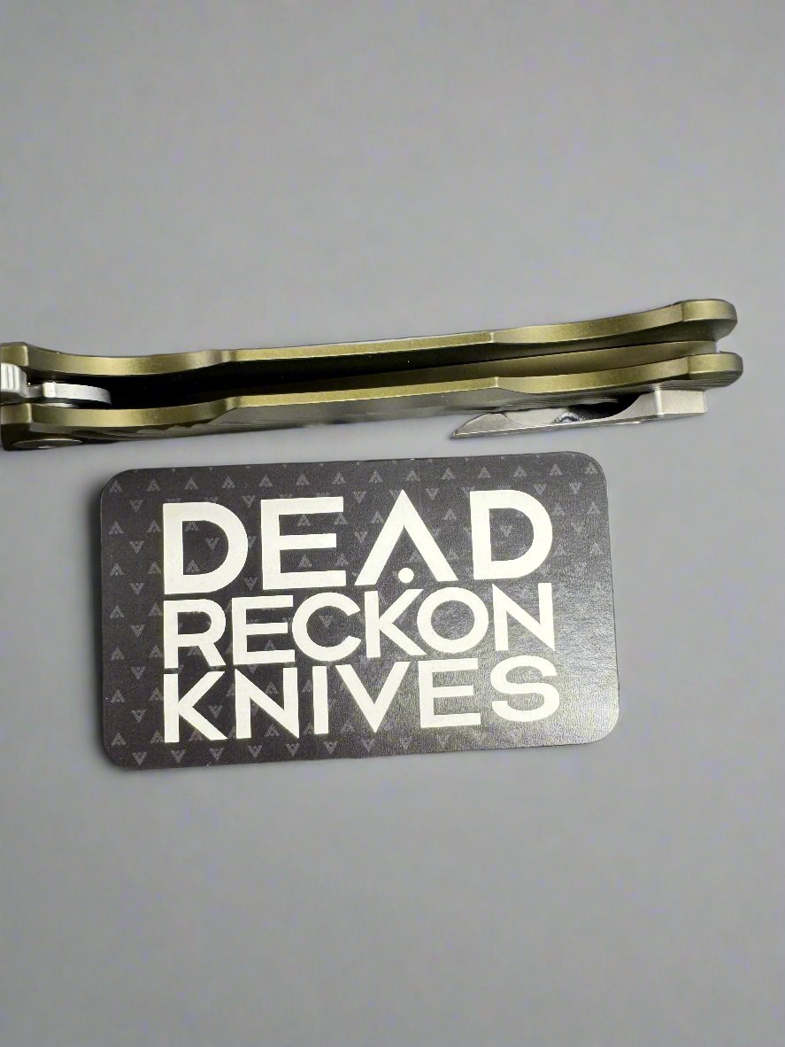 Dead Reckon Knives Ridgeback - Aluminum OD Green, WharnCleaver, Series 2, Body 2, Magnacut, Button Lock, Glass Bead Finish