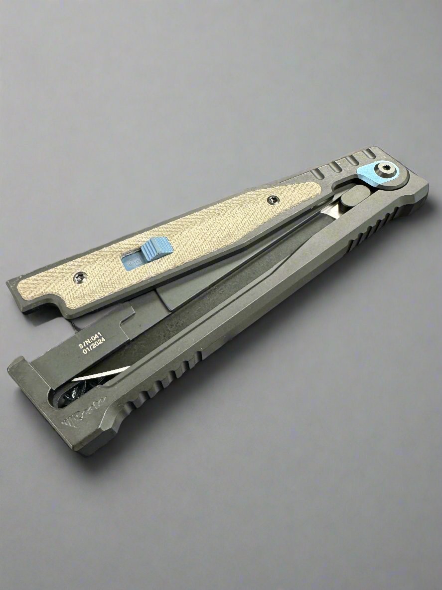 Reate Exo Gravity Knife Green Micarta 3.7 Inch Plain Dual Finish Drop Point Large w Lock