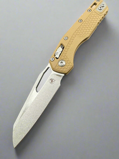 MICROTECH KNIVES- M.S.I. RAM-LOK FOLDER- FDE TRI-GRIP INJECTION MOLDED HANDLE- STONEWASH PLAIN EDGE BLADE 210T-10 PMDE