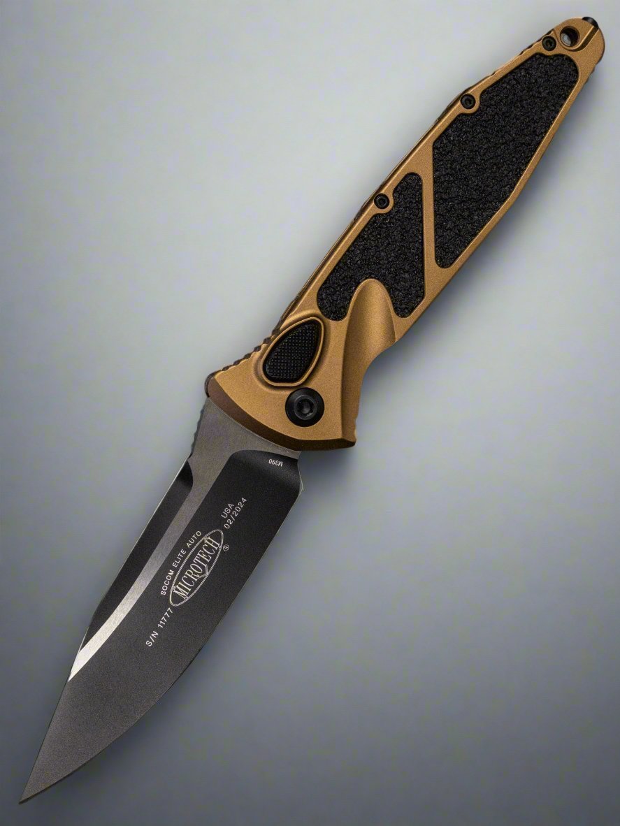 Microtech Socom Elite Auto Black S/E Tan Standard 160A-1TA