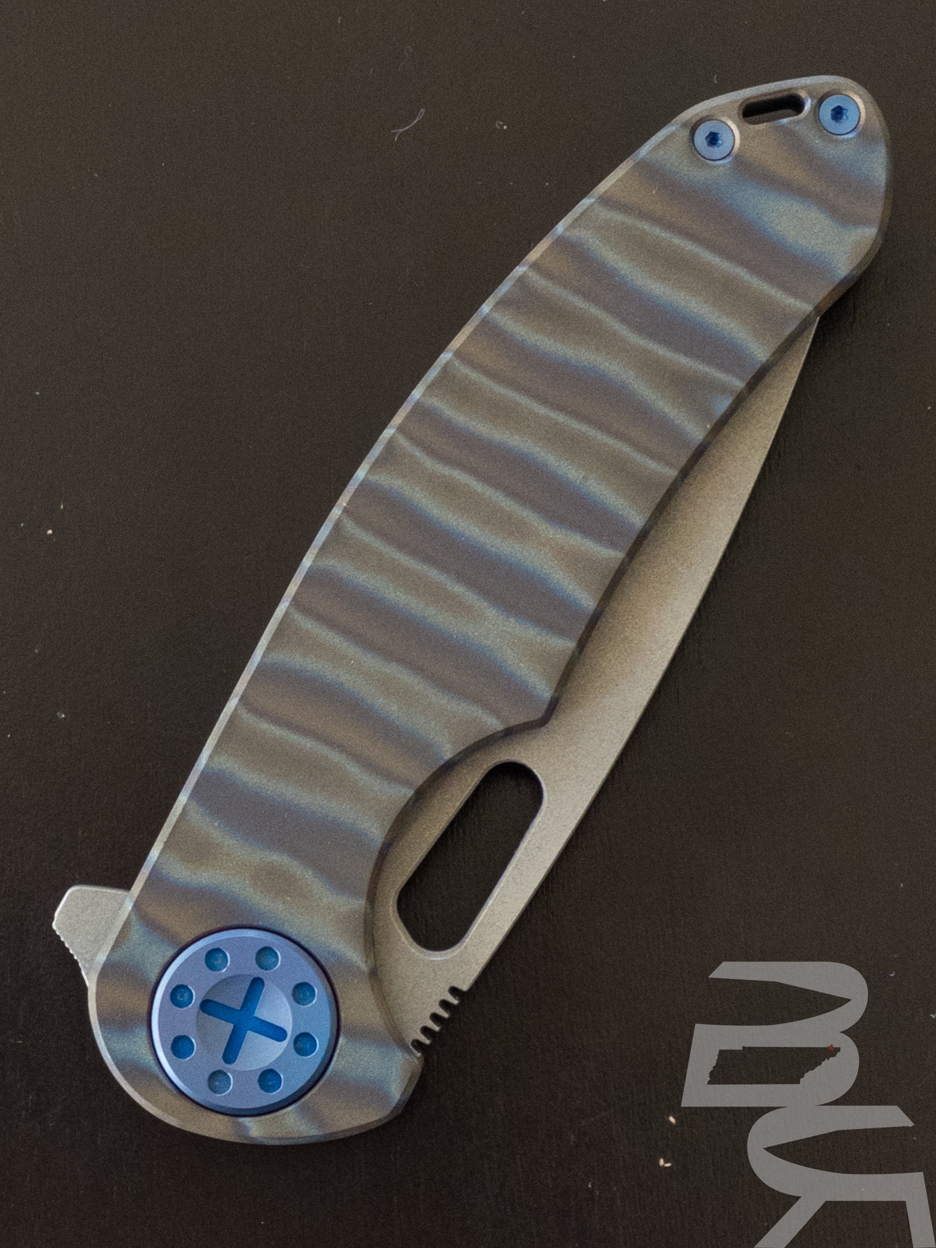 Curtiss Knives F3 Large Spanto Flipper S45vn Torched Titanium