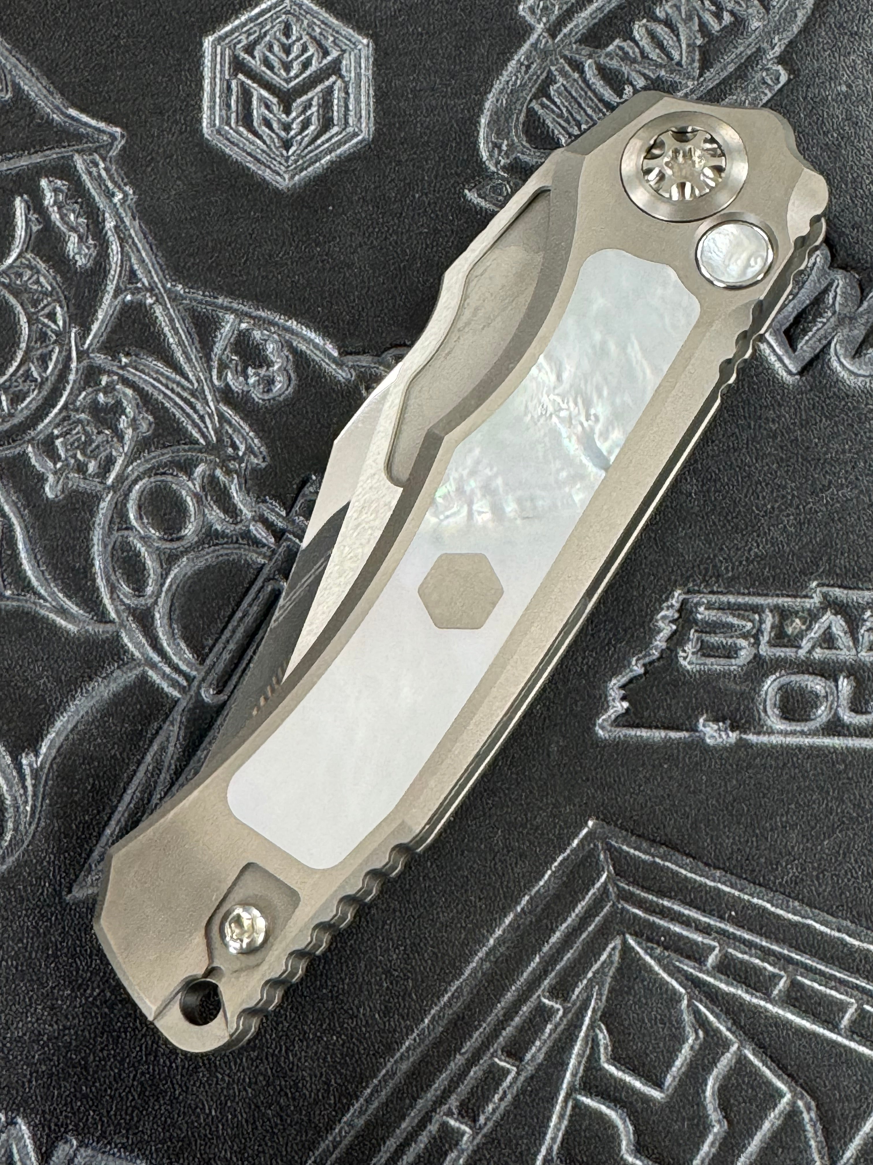 Heretic Knives Custom Wraith Auto V4 w/ Mother of Pearl Inlays & Hand Ground Mirror M390 Bowie Blade