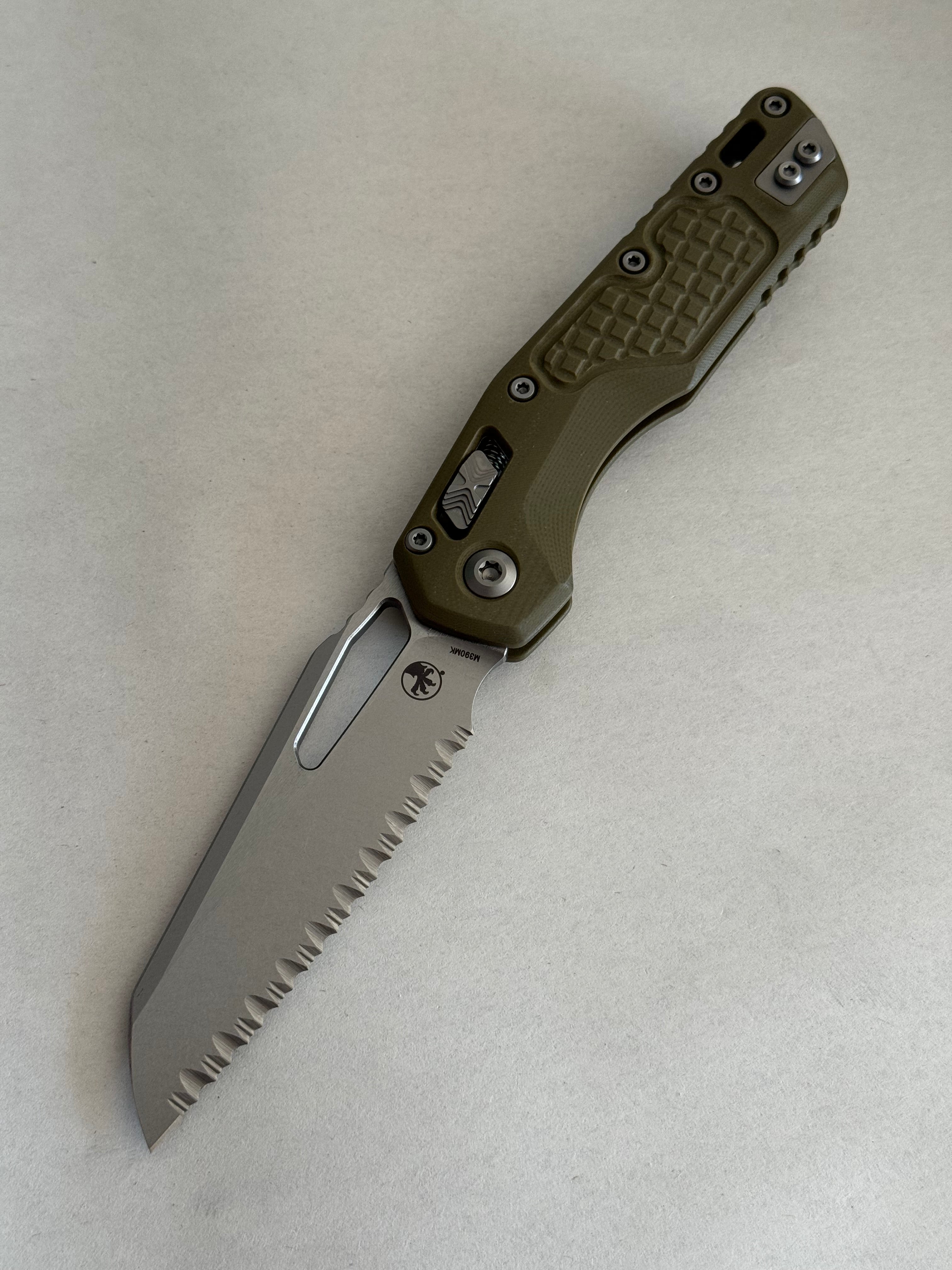Microtech Knives MSI Lawnman RAM LOK Frag OD Green G-10 & Full Serrated M390MK 210-12 FRGTODLM