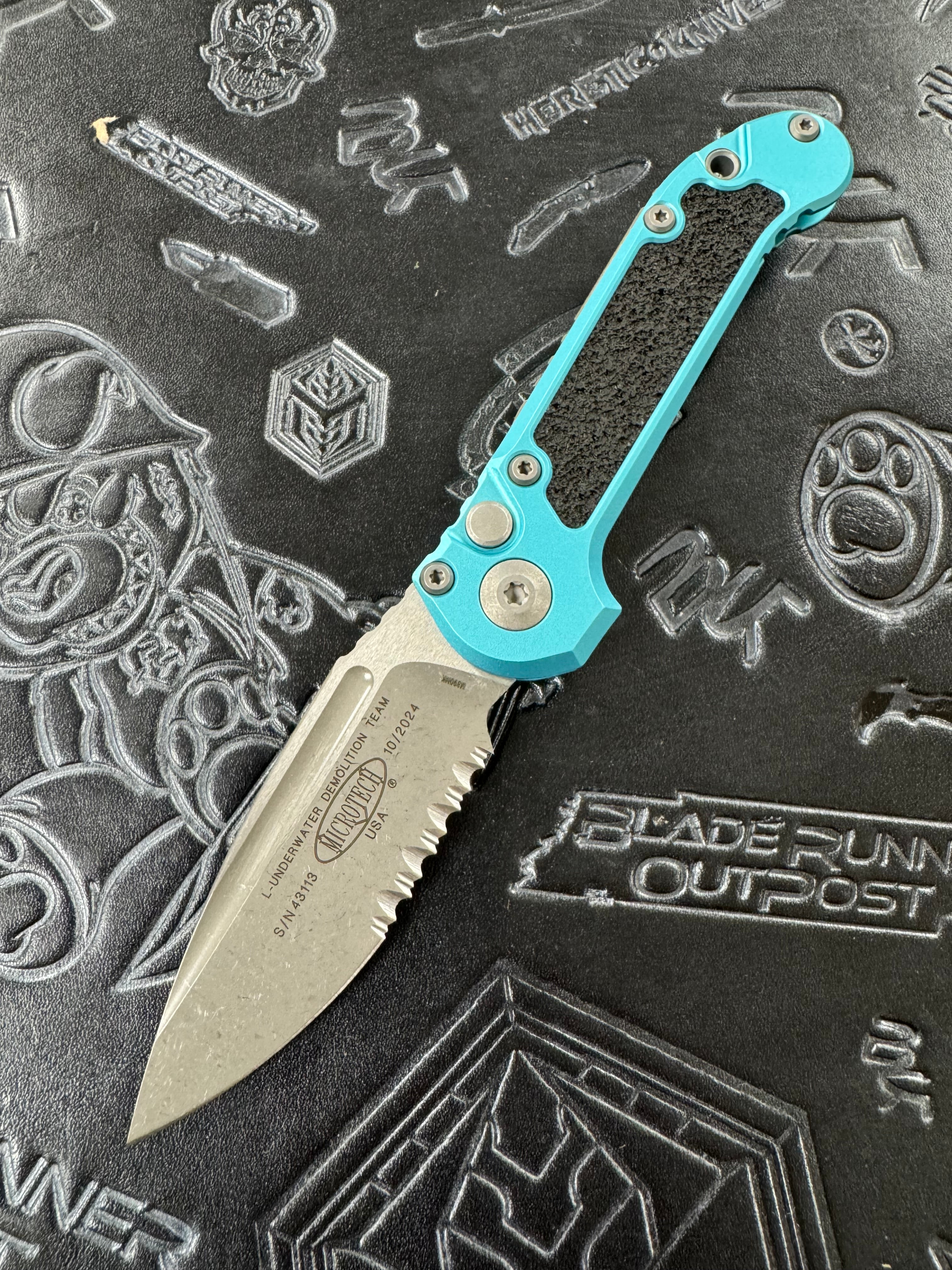 Microtech Knives LUDT Gen III Apocalyptic Partial Serrated Drop Point w/ Turquoise Handle 1135-11 APTQ