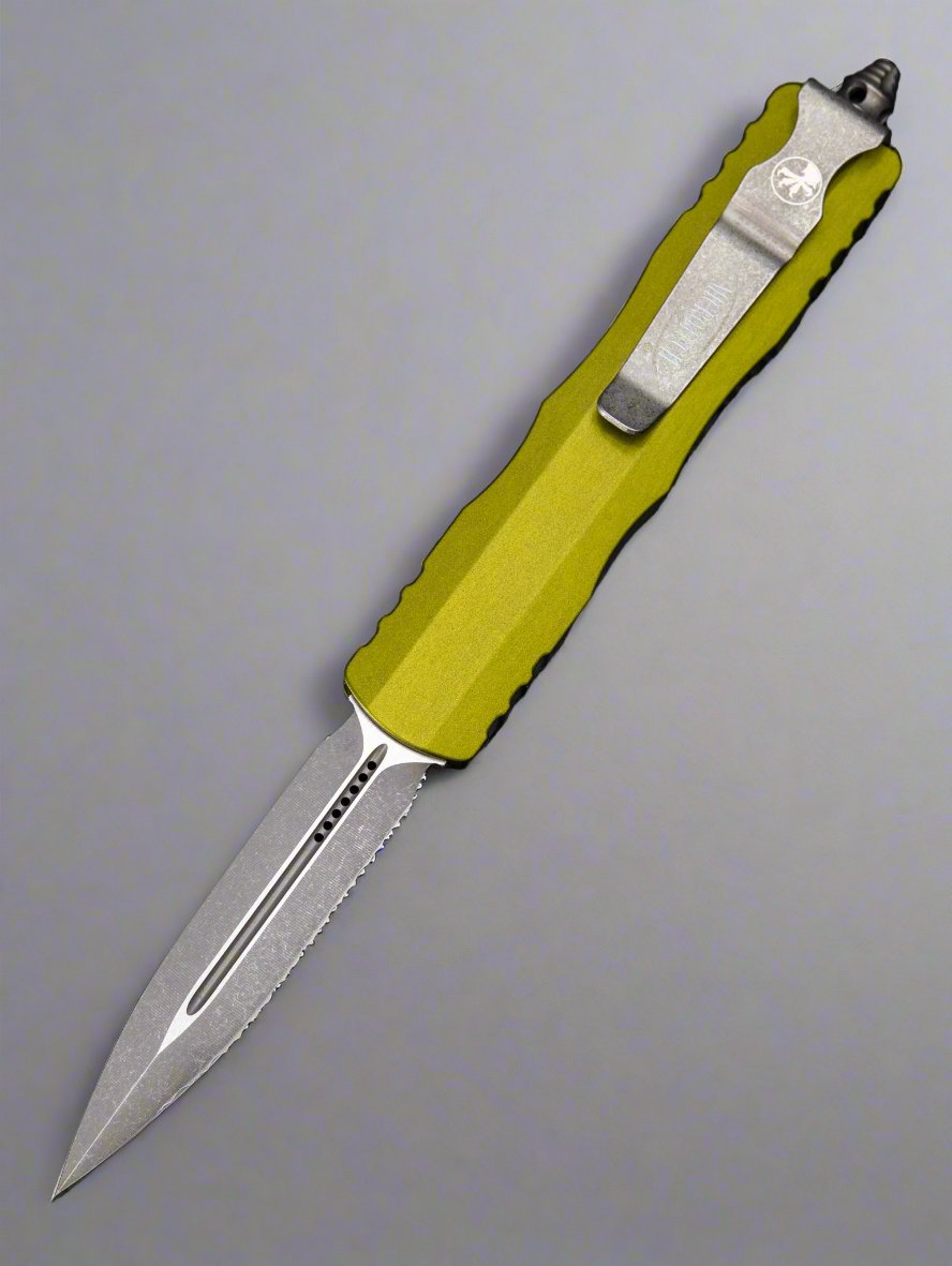 Microtech Dirac D/E Full Serrated Apocalyptic 225-12 APOD Green