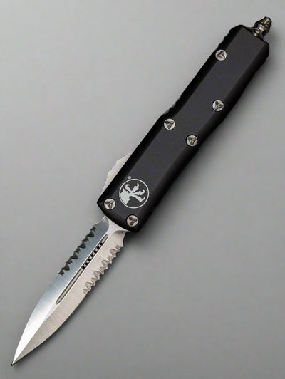 Microtech 232-5 UTX-85 D/E - Black Handle - Satin Blade - Partially Serrated