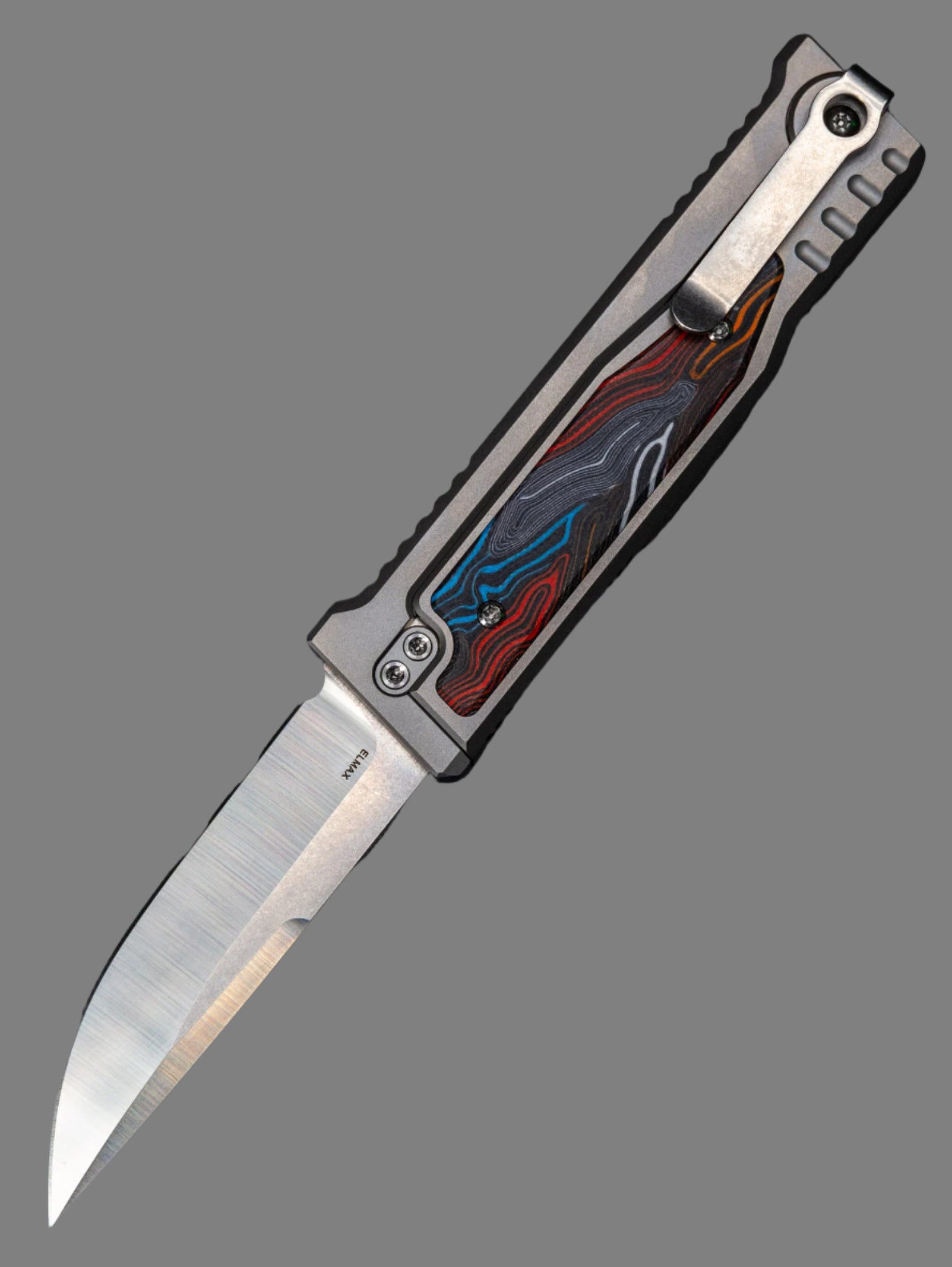 REATE EXO-M G10 MULTI COLOR OTF KNIFE TITANIUM 2.95" DROP POINT SATIN