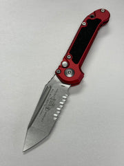 Microtech Knives LUDT Gen III Stonewash Partial Serrated Tanto w/ Red Handle 1136-11 RD