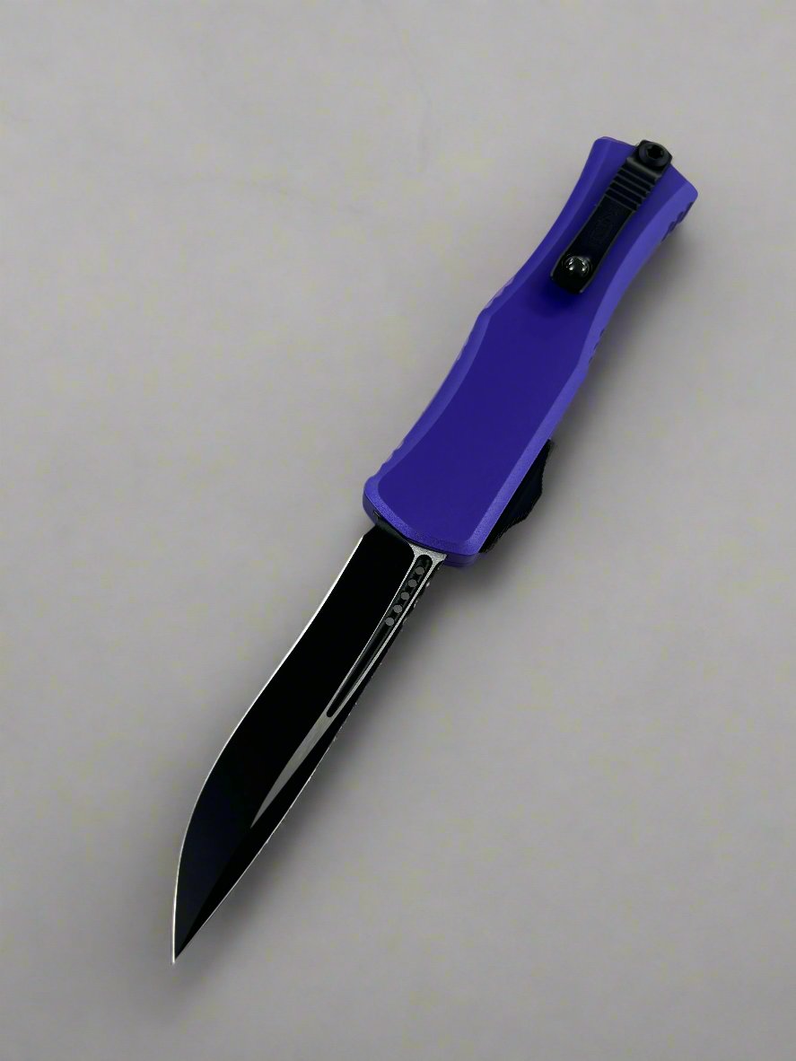 Microtech Knives Mini Hera Black Recurve M390MK w/ Purple Handle 1705M-1 PU