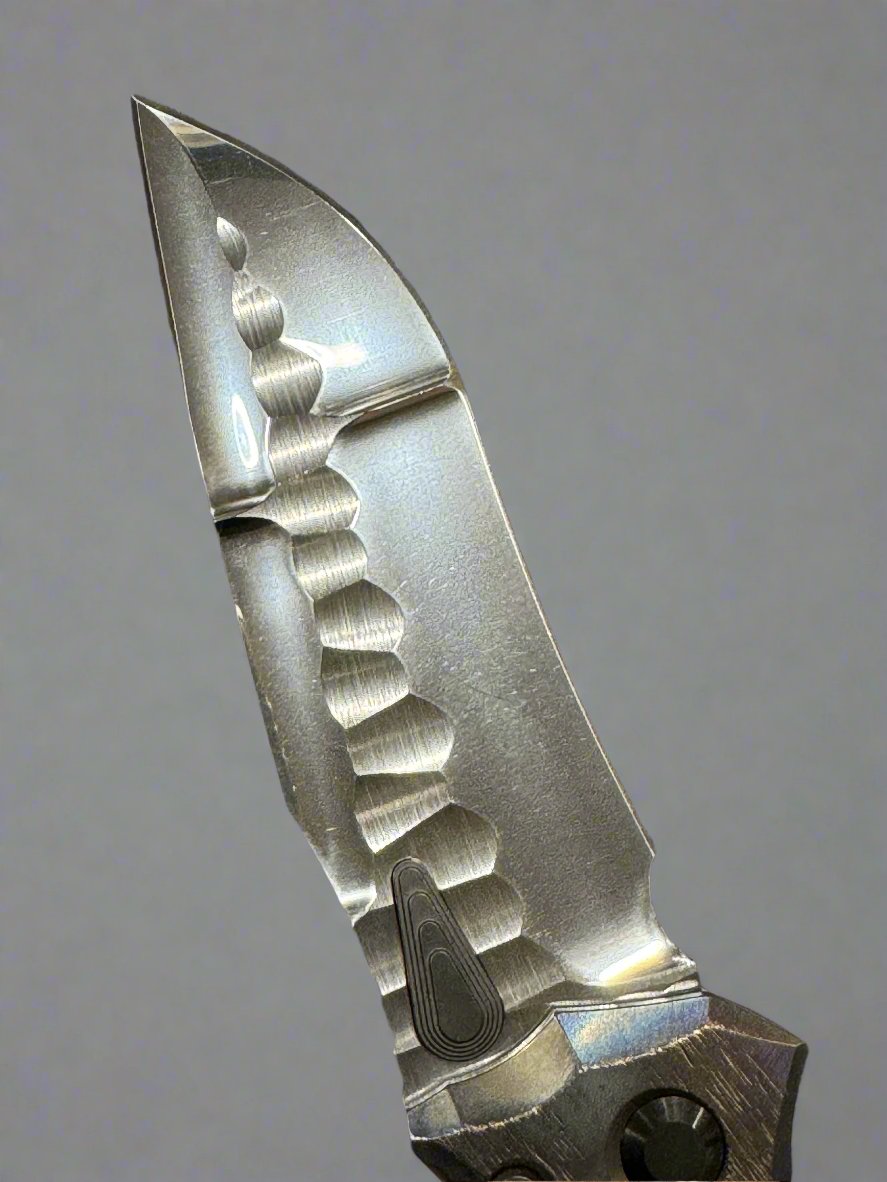 Marfione Custom Knives & Borka Blades Amphibian RAM-LOK Diamondwash RockStar Ground M390 & Cosmic Titanium w/ DLC Two Tone Hardware