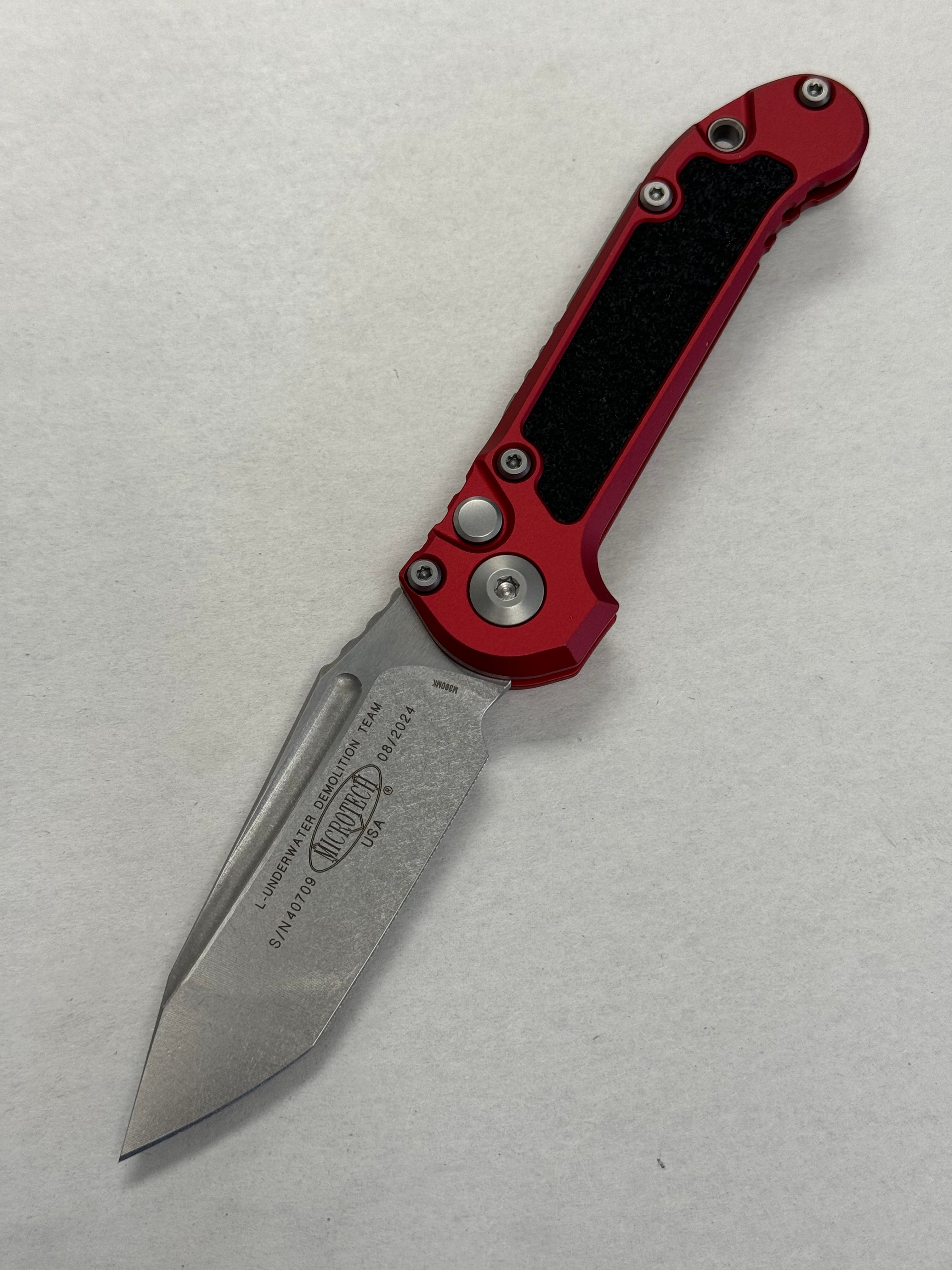 Microtech Knives LUDT Gen III Stonewash Tanto w/ Red Handle 1136-10 RD