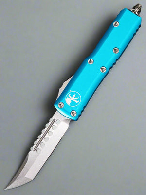 Microtech UTX-85 Hellhound Stonewash & Turquoise 719-10TQS