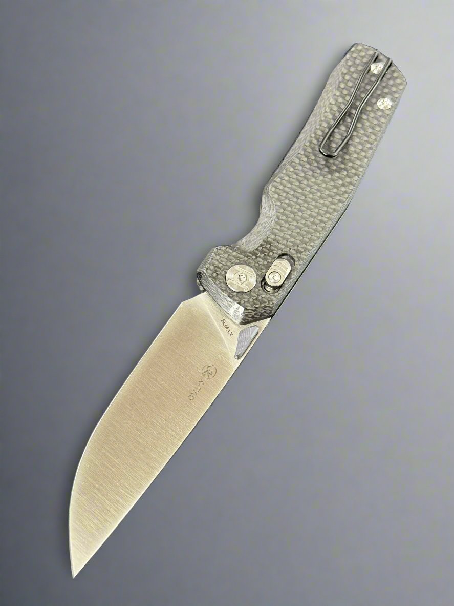Kunwu Knives X-TAO Elmax XT Lock Knife Black Carbon Fiber (3.5" Satin)