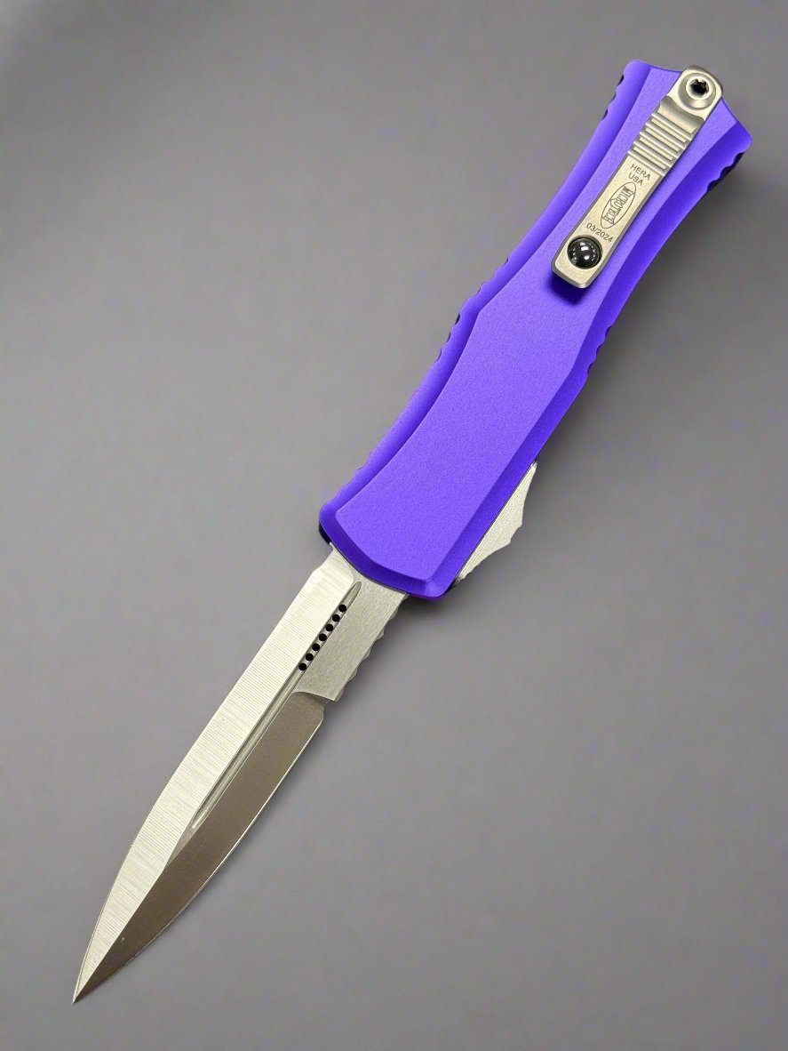 Microtech Knives Mini Hera Satin Bayonet M390MK & Purple 1701M-4 PU