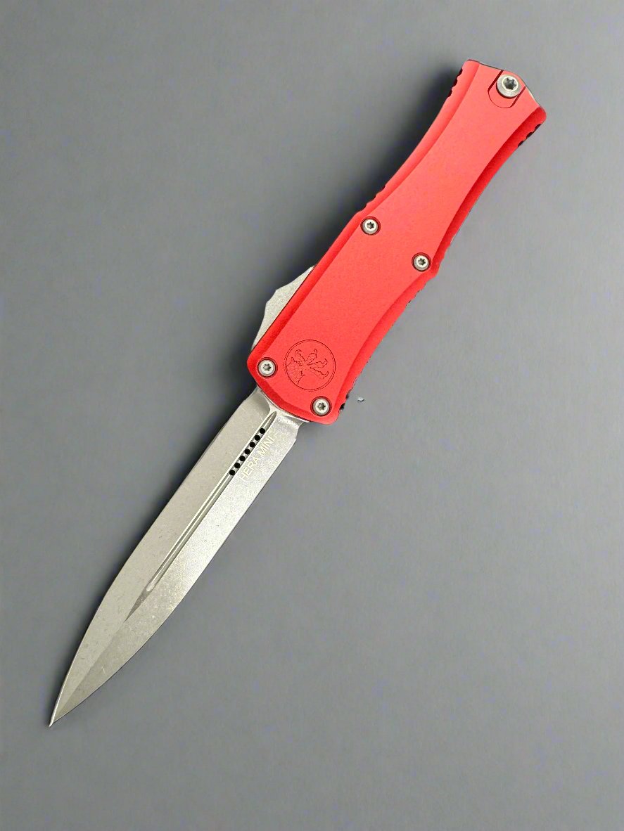 Microtech Knives Mini Hera Apocalyptic Double Edge M390MK w/ Red Handle 1702M-10 APRD