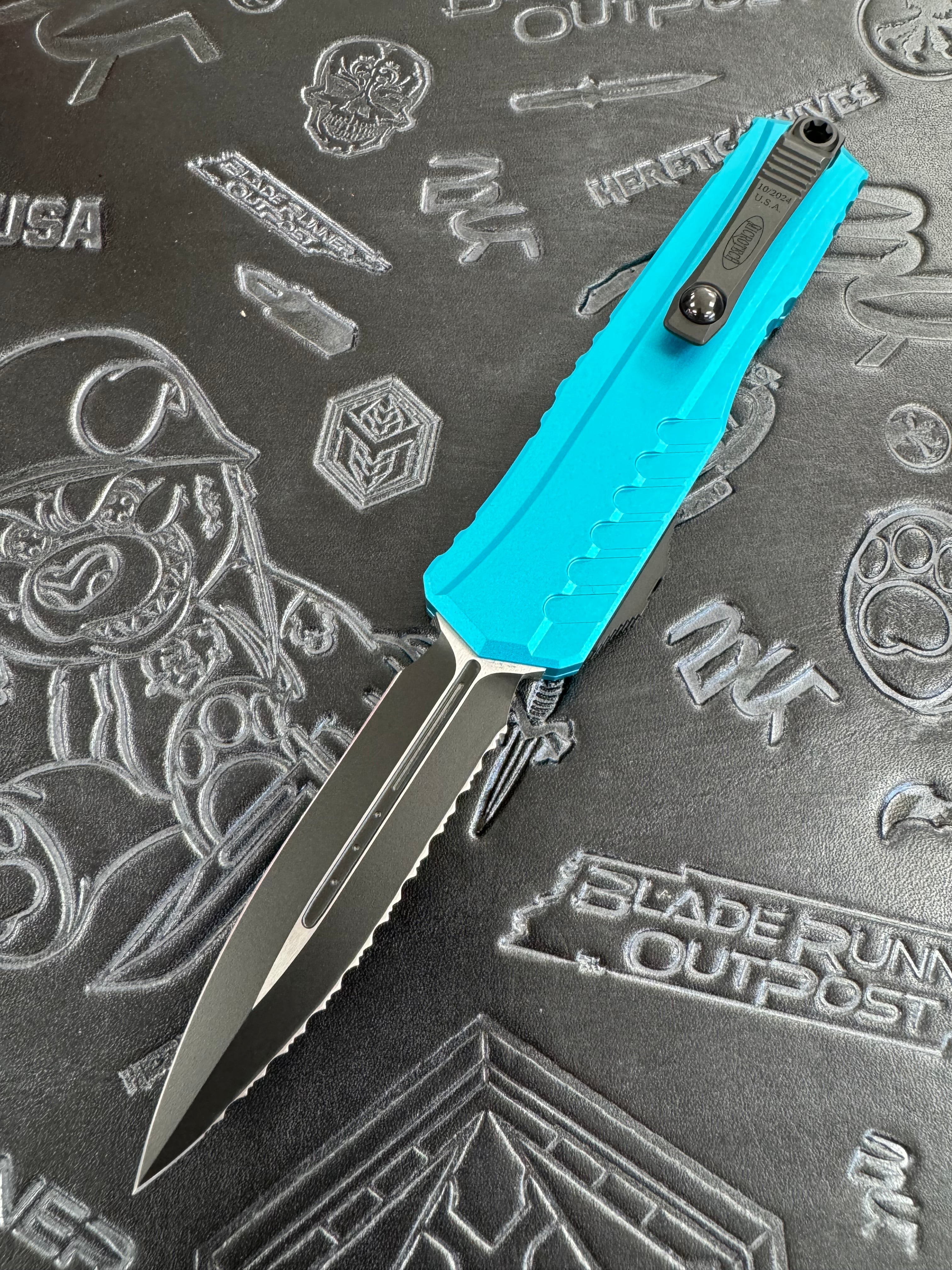Microtech Cypher II Turquoise D/E Full Serrated Tactical 1242-3 TQ