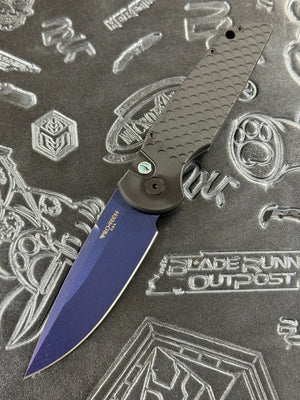 Pro-Tech TR-3 Automatic Knife Fish Scale Black Aluminum (3.5" Sapphire)