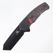 Beans Beans Mini Warrior Folder - Red Dark Matter Carbon Fiber, PVD M390
