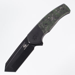 Beans Blades Mini Warrior Folder - Green Dark Matter Carbon Fiber, PVD M390