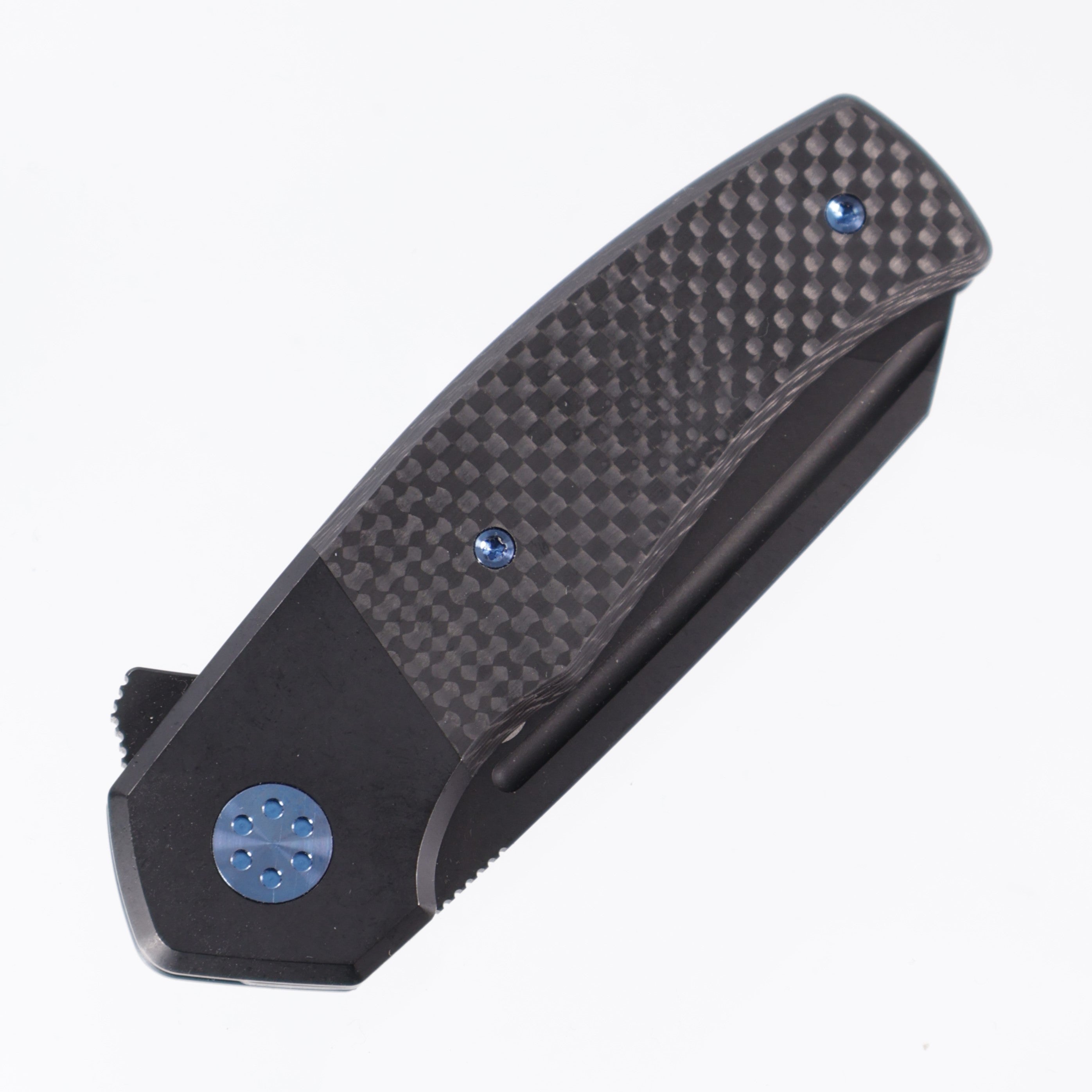 Beans Blades Mini Warrior Folder - Carbon Fiber Twill, Titanium Handle, Satin M390