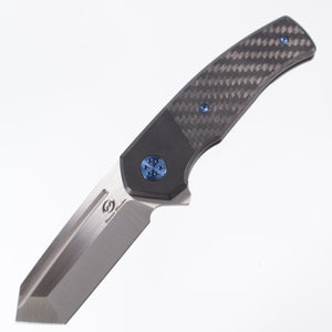 Beans Blades Mini Warrior Folder - Carbon Fiber Twill, Titanium Handle, Satin M390