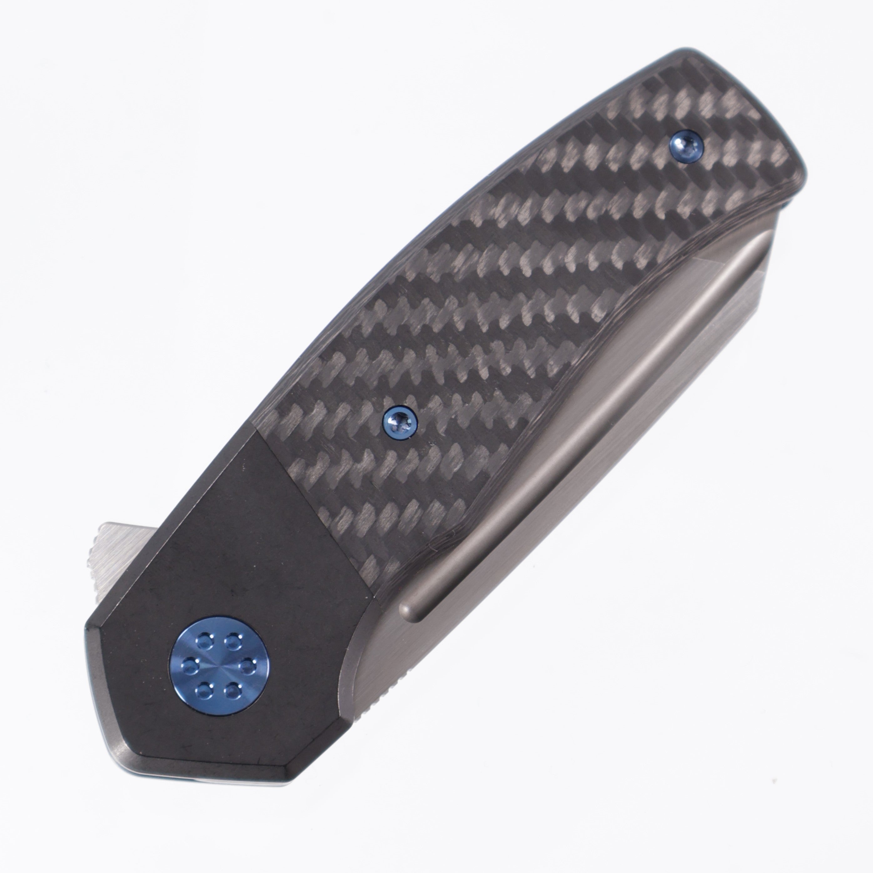 Beans Blades Mini Warrior Folder - Carbon Fiber Twill, Titanium Handle, Satin M390