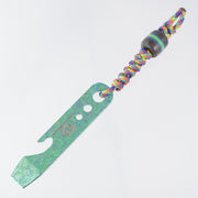 Beans Blades Prybar - Green Crystalized Titanium - 80s Camo Carbon & Glow Bead & Multi-Color Lanyard - BROP Exclusive