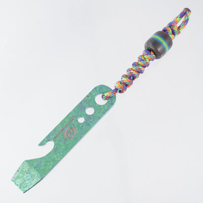 Beans Blades Prybar - Green Crystalized Titanium - 80s Camo Carbon & Glow Bead & Multi-Color Lanyard - BROP Exclusive