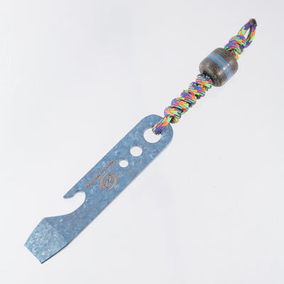 Beans Blades Prybar - Blue Crystalized Titanium - 80s Camo Carbon & Glow Bead & Multi-Color Lanyard - BROP Exclusive