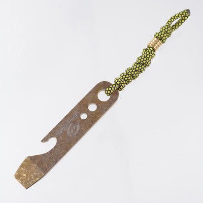Beans Blades Prybar - Bronze Crystalized Titanium - Brass Bead & Yellow/Black Lanyard
