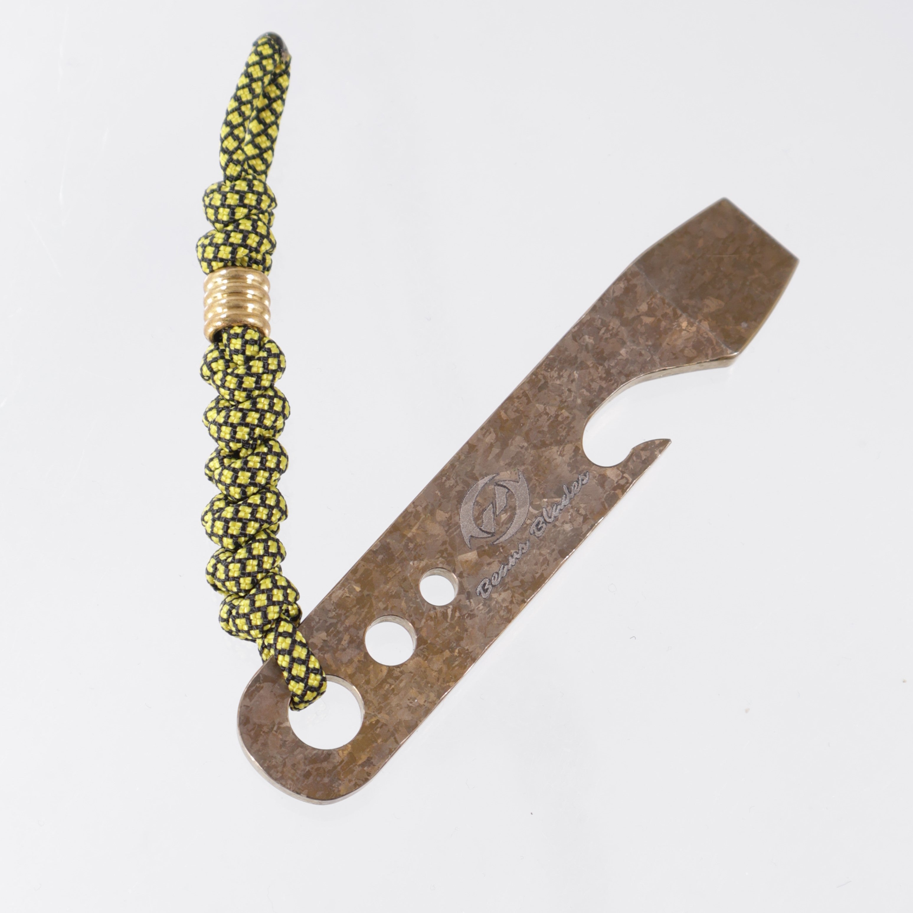 Beans Blades Prybar - Bronze Crystalized Titanium - Brass Bead & Yellow/Black Lanyard