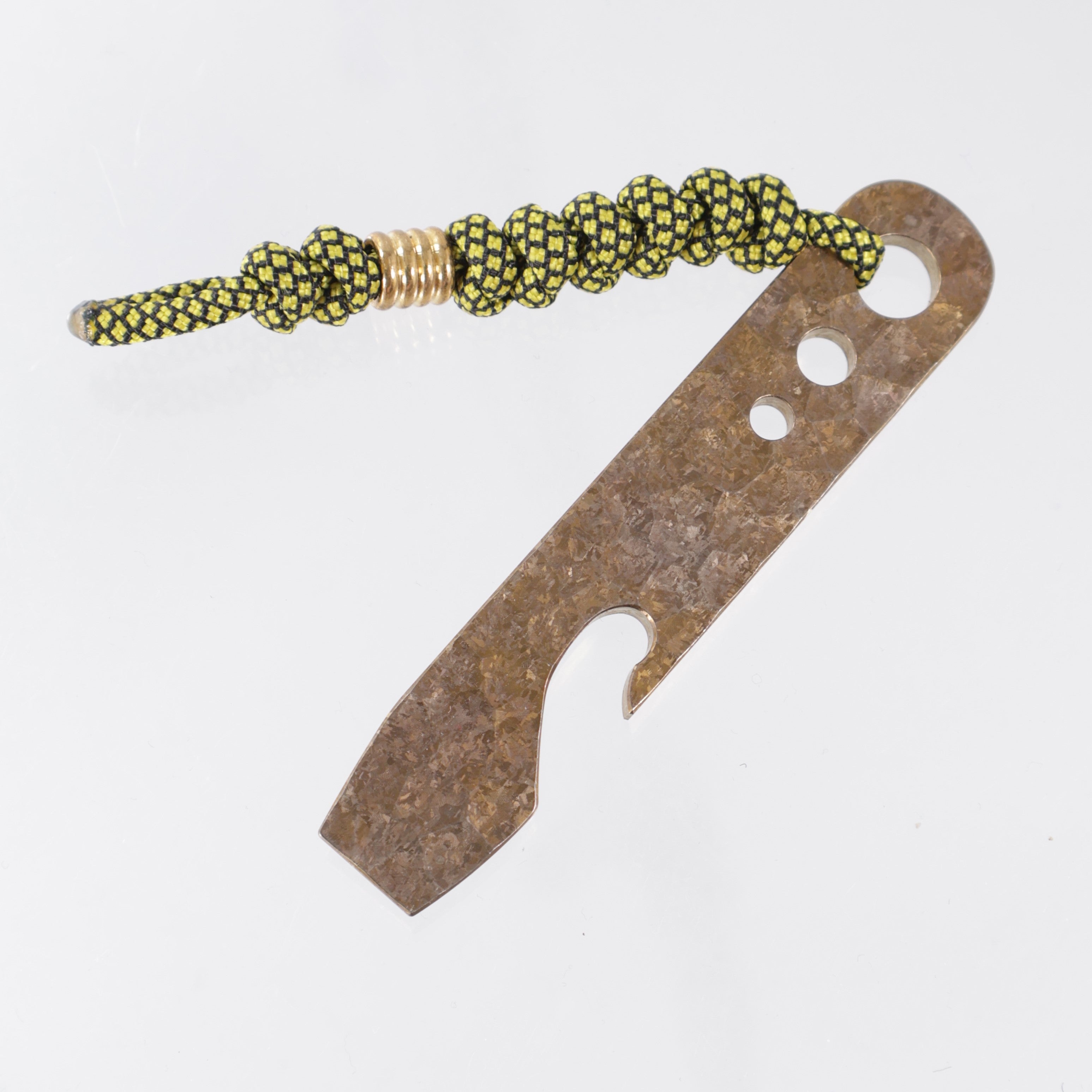 Beans Blades Prybar - Bronze Crystalized Titanium - Brass Bead & Yellow/Black Lanyard